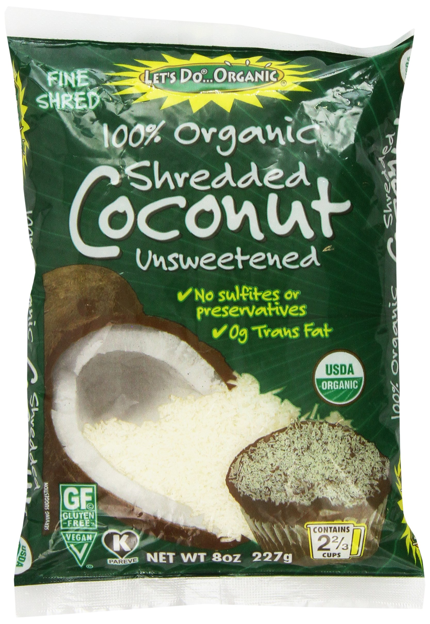 Let's Do Organic Unsweetened Coconut Shredded, Fine Shred, 8 oz