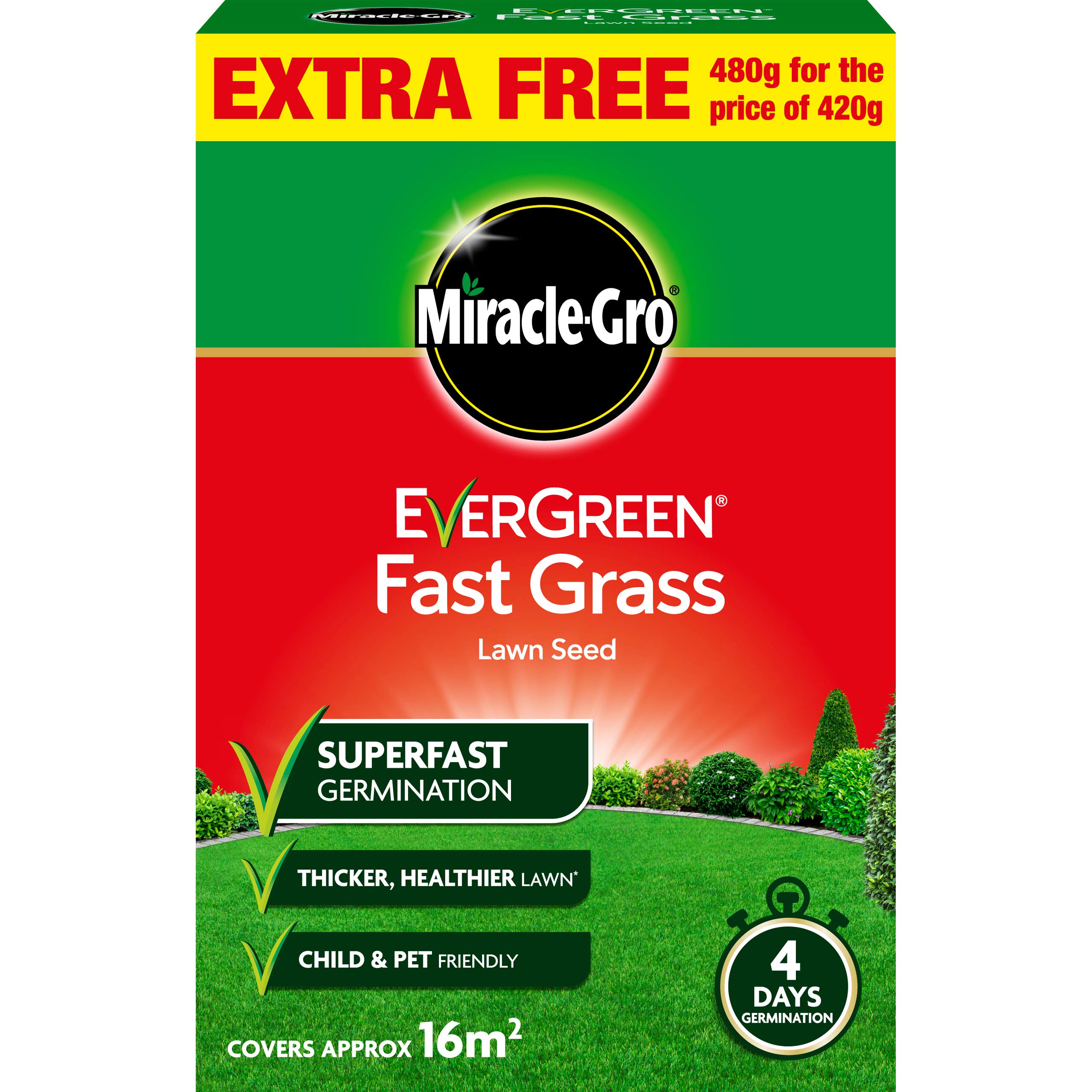 Miracle-Gro EverGreen Fast Grass Lawn Seed 480g