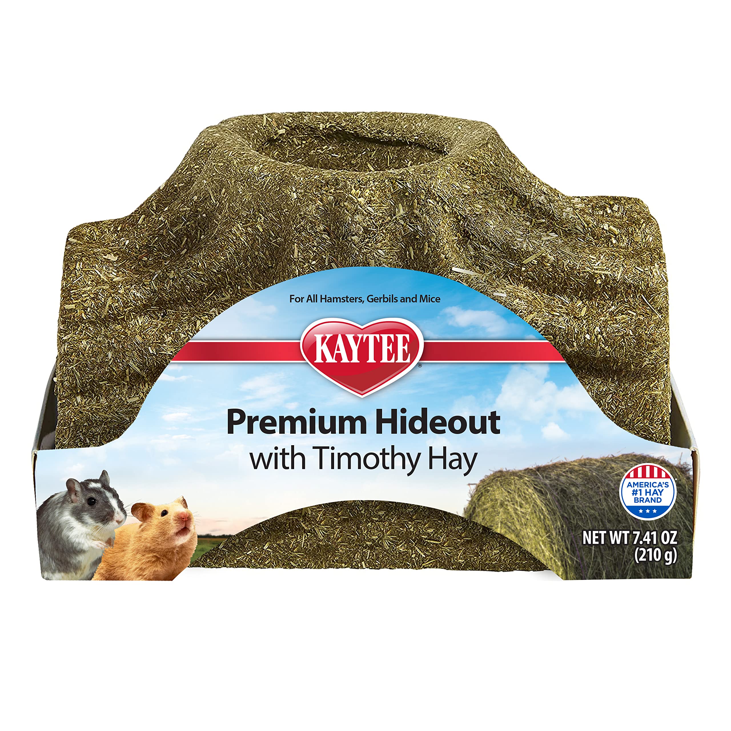 Kaytee Premium Timothy Treat Hideout For Pet Hamsters, Gerbils, and Mice, Small