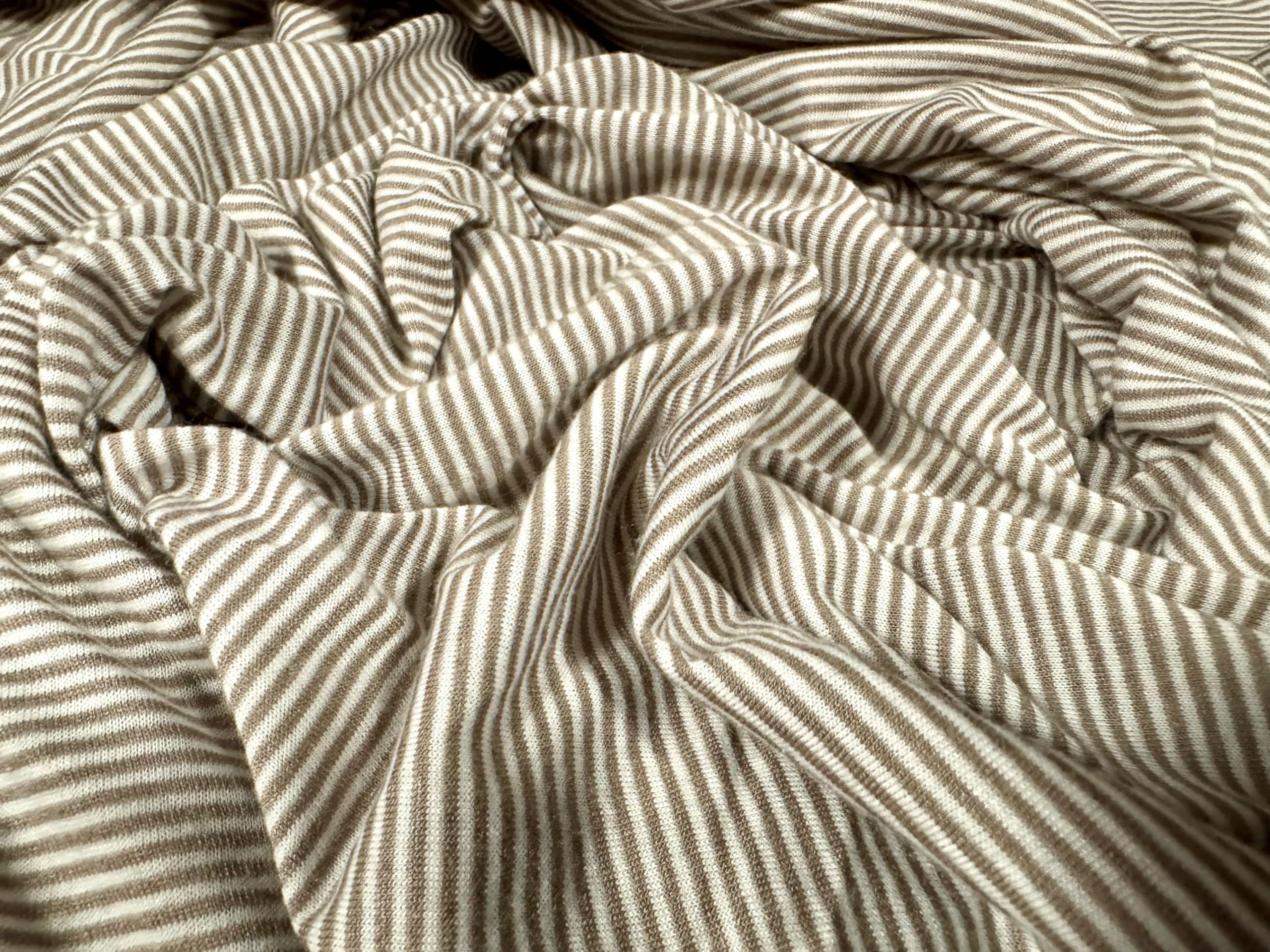 Viscose Single Jersey Fashion Fabric, per metre - Pinstripe - Buff & Ivory