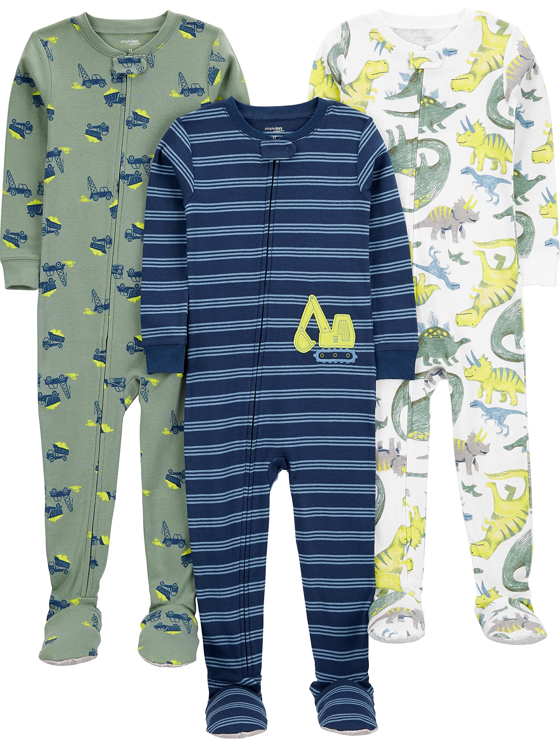 Simple JoysSimple Joys by Carter's Toddlers and Baby Boys' Snug-Fit Footed Cotton Pajamas, Pack of 3