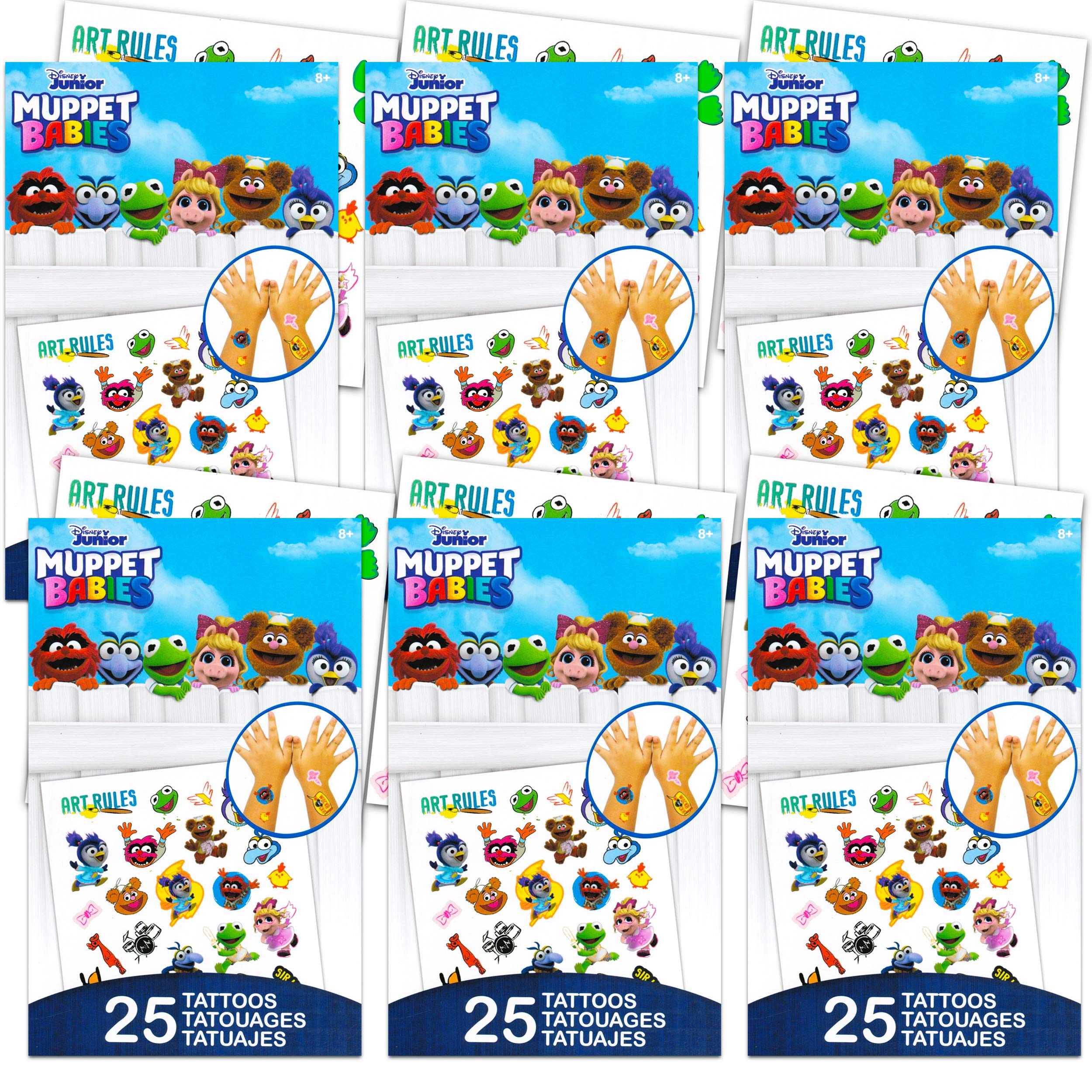 Muppet Babies Party Favors Pack ~ Bundle Includes 150 Muppet Babies Temporary Tattoos, 6 Individually Wrapped Favor Bags (Muppet Babies Party Supplies)