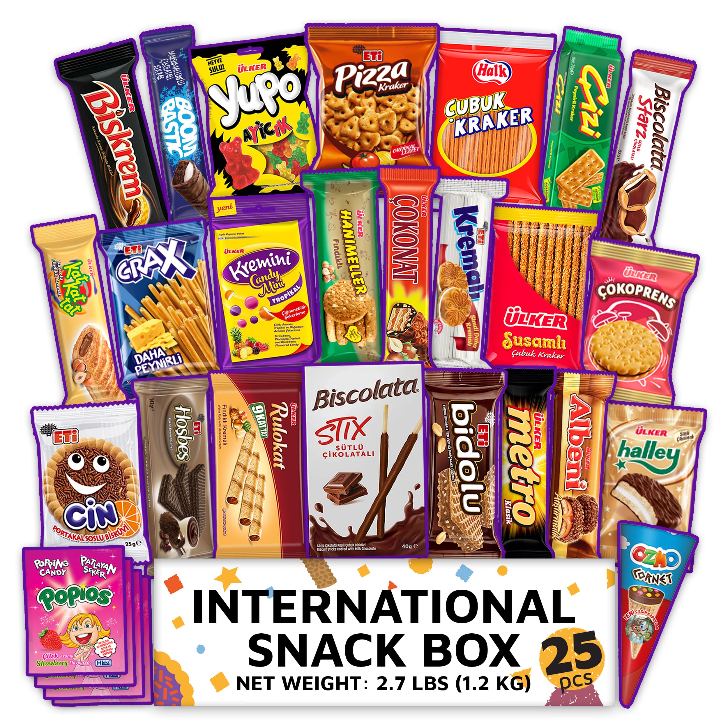 Eastanbul International Snack Box, Premium 25 Full-Size Foreign Snack Box, Exotic Turkish Snacks From Around The World International Snacks, Sweet, Savory, Chewy, Crunchy Snack Box Father's Day Gift