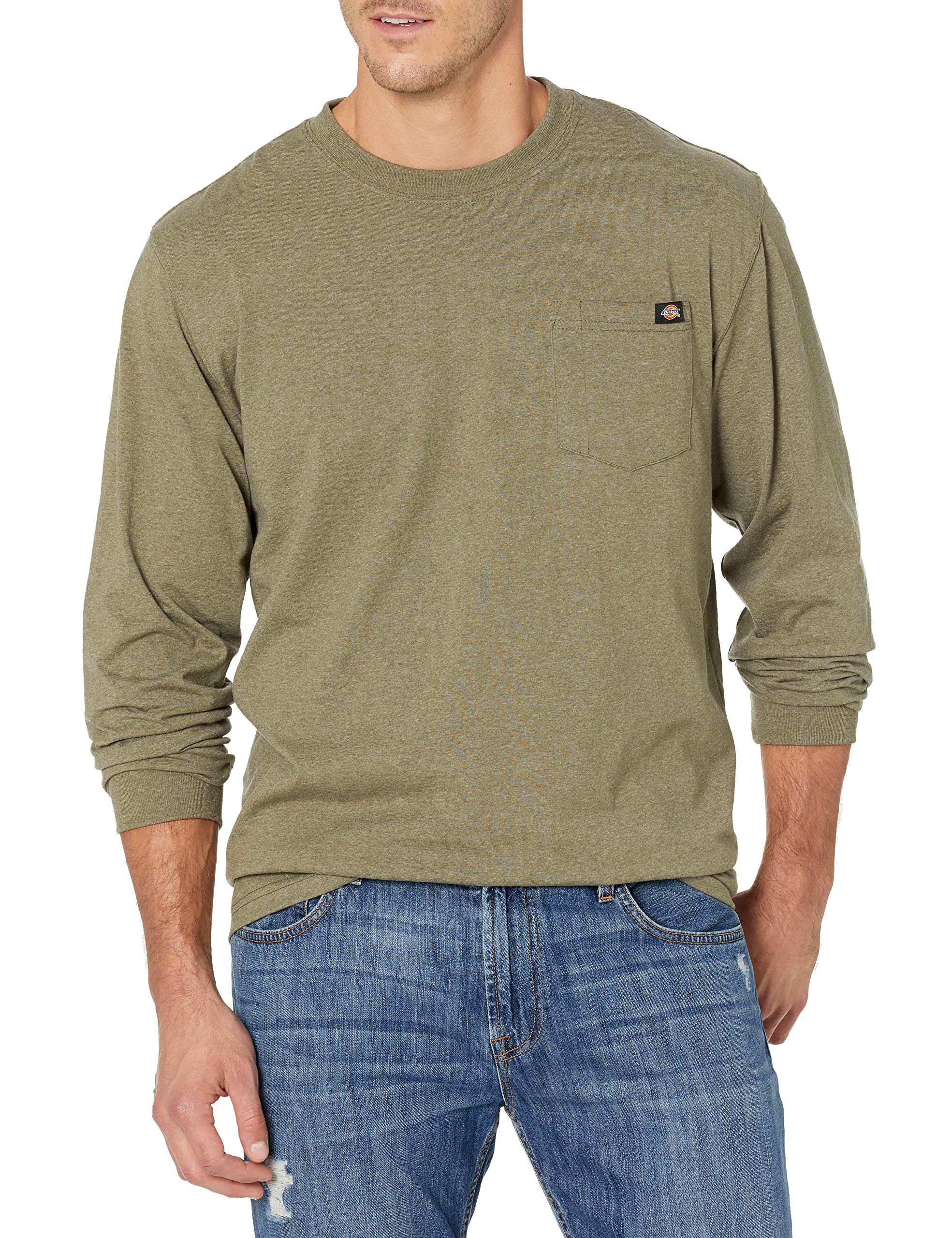 DickiesT-Shirt for Men, Front Pocket with Long Sleeves, 100% Cotton