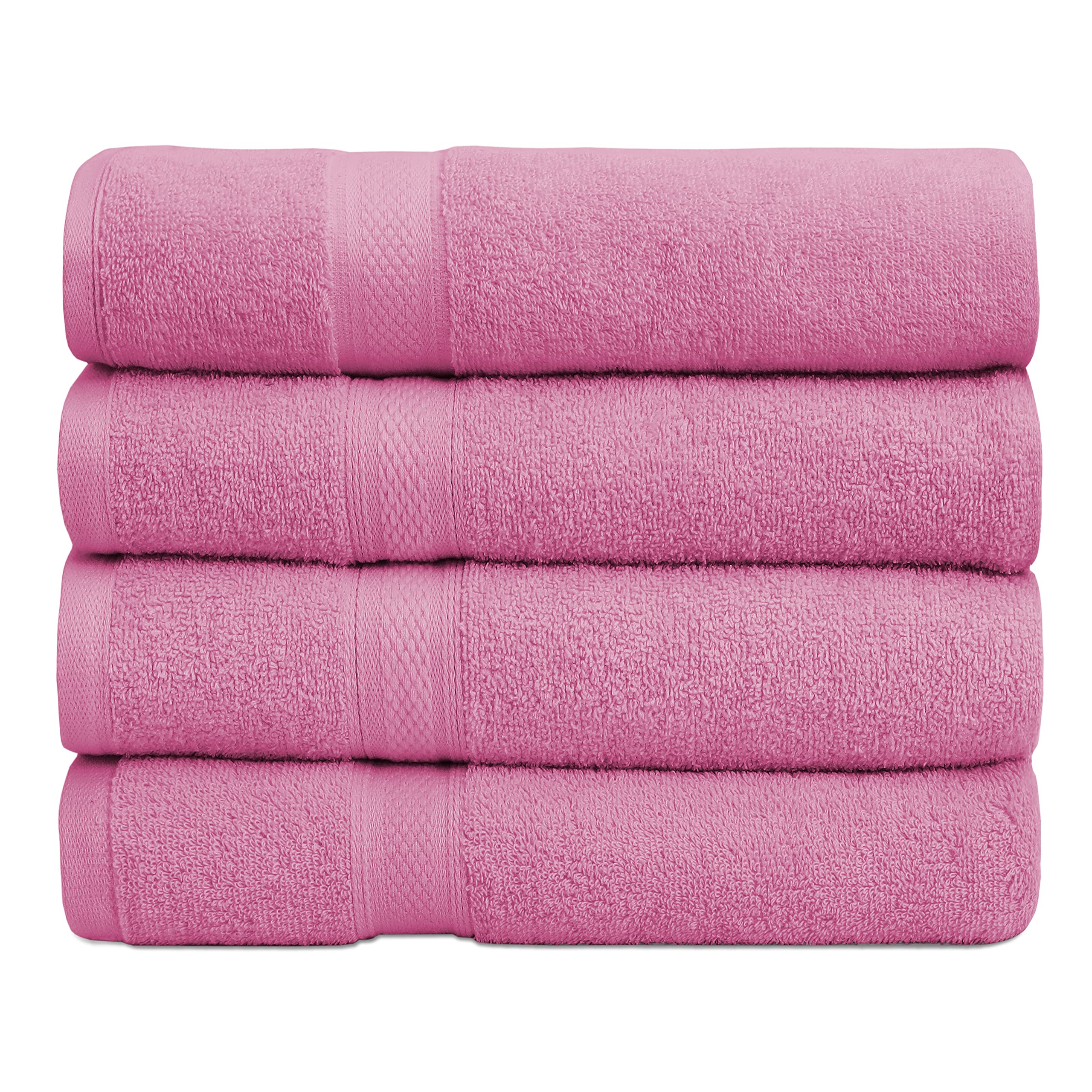 VINCO LOOPS 4 Piece Bath Towels Set,(27 x 54 Inches) Quick Drying Towels - Ultra-Soft, Absorbent and Stylish Designs to Elevate Your Daily Routine. (4 Piece Bath Towel Set, Light Pink)