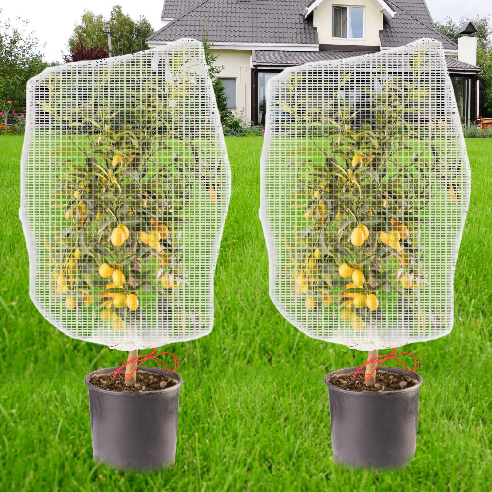 Insect Bird Barrier Netting Mesh - Vaktop Garden Bug Netting with Drawstring, 2 Pack Netting Plant Cover - for Protect Fruits Vegetables Plant from Insect Bird Eating (4.6 x 3.4FT)