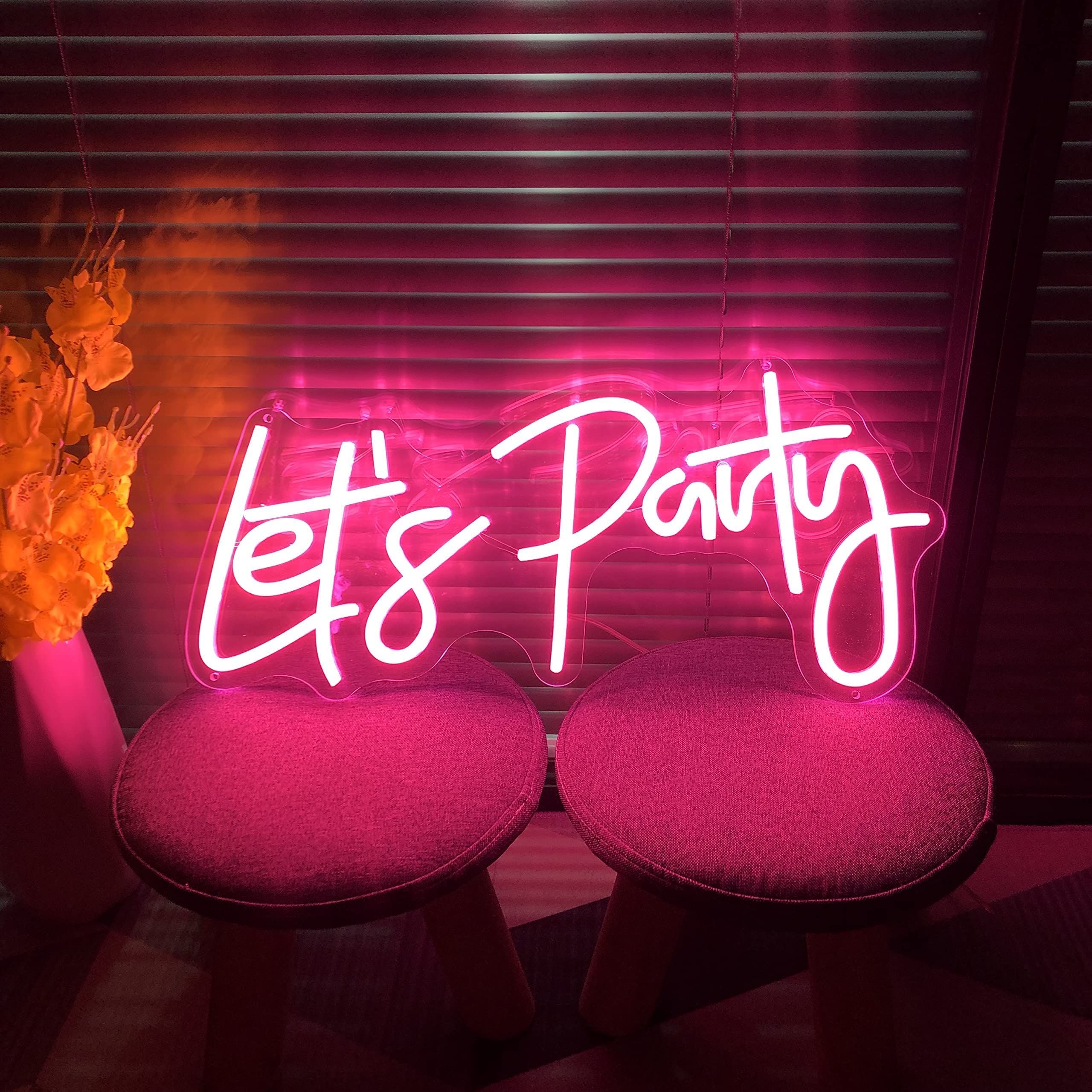 Neon Sign Let's Party Sign for Bachelorette Party Engagement Party First Birthday Favors, Birthday Party etc Party,Size- 6030cm LED Tube Sign for Wall Decor.