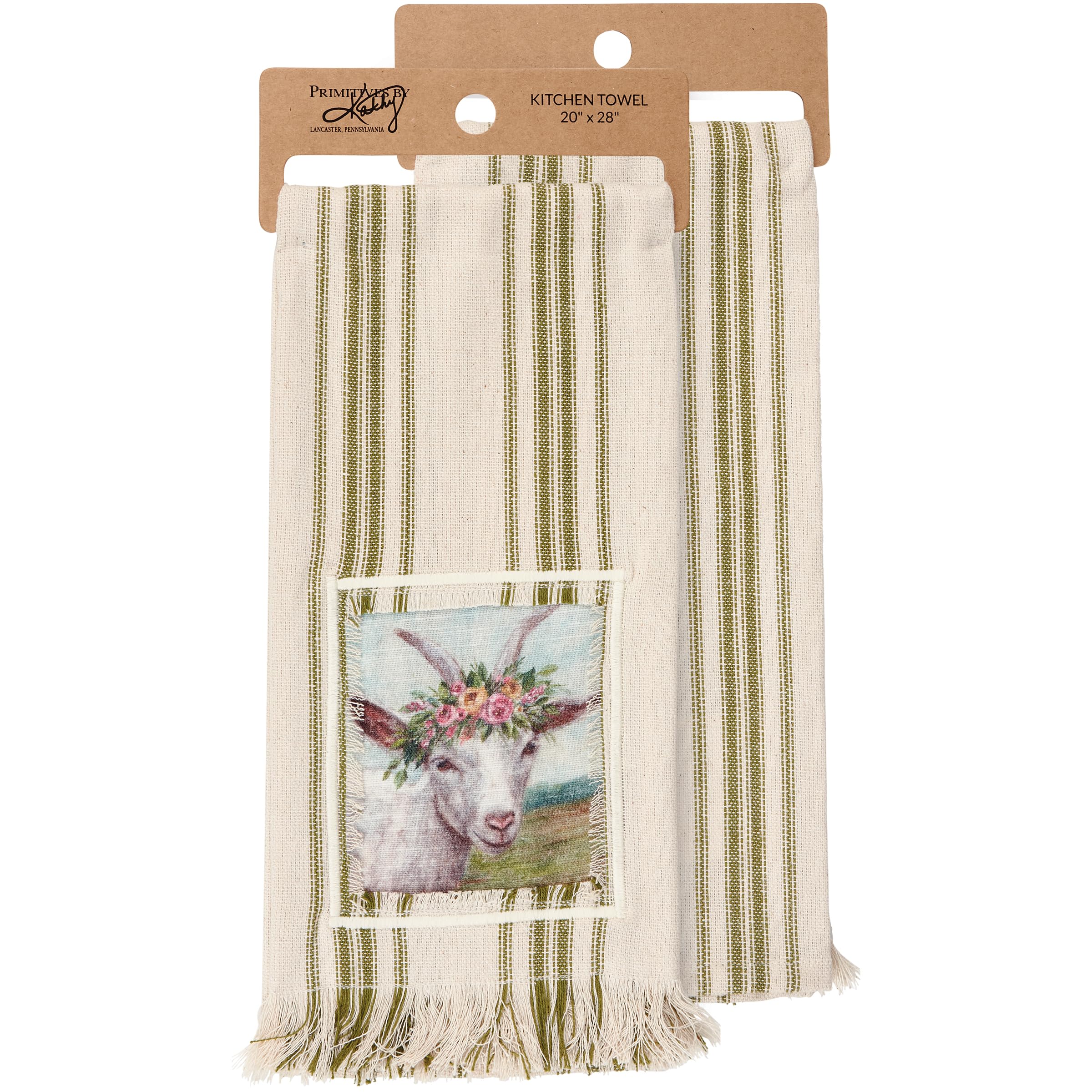 Primitives by KathyFloral Crown Goat Kitchen Towel