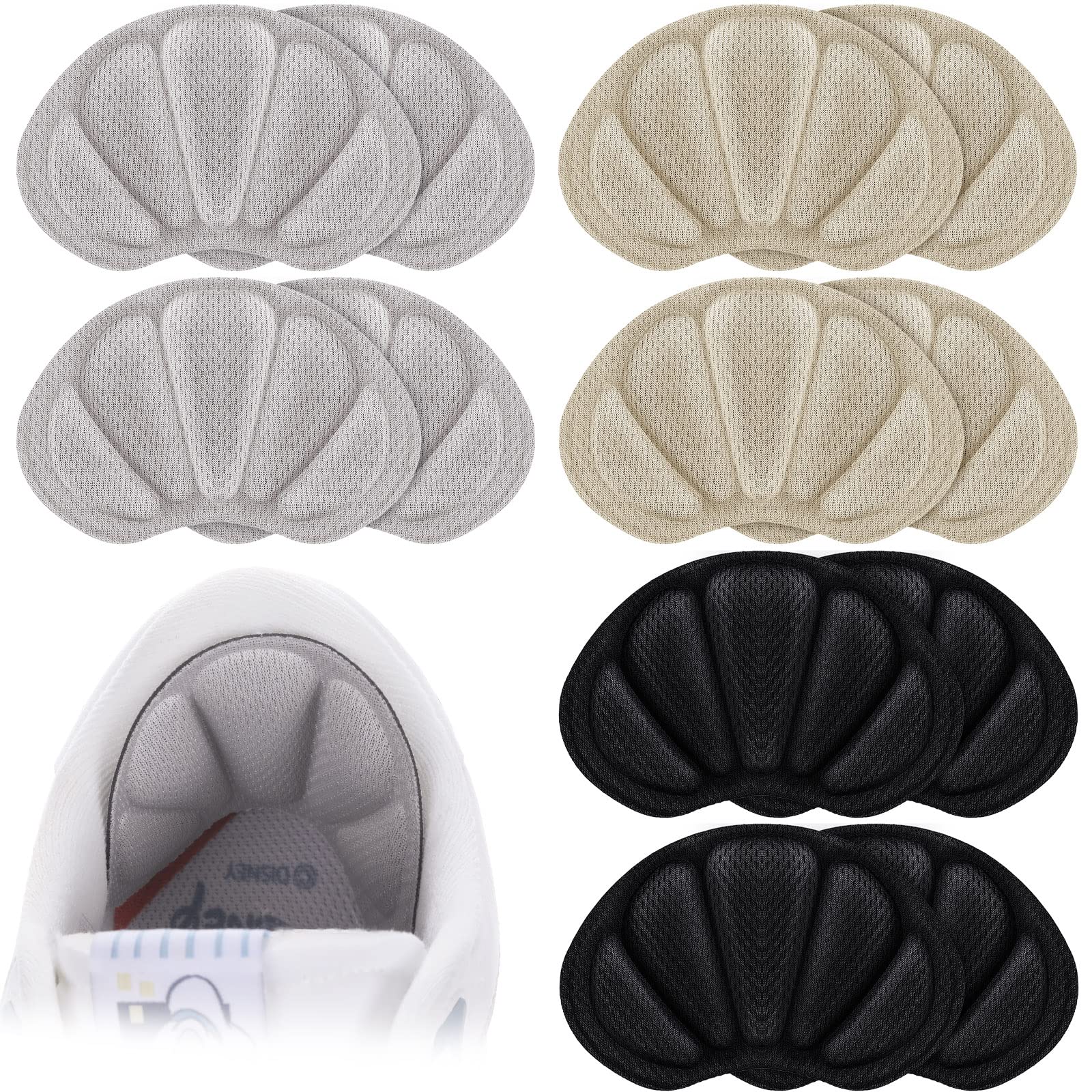 12 Pieces Heel Grips Liner Cushions Inserts for Loose Shoes Insert Pads for Too Big Shoes Heel Pads Snugs for Men Women, Filler Improve Shoe Fit and Comfort, Prevent Heel Slip and Blister