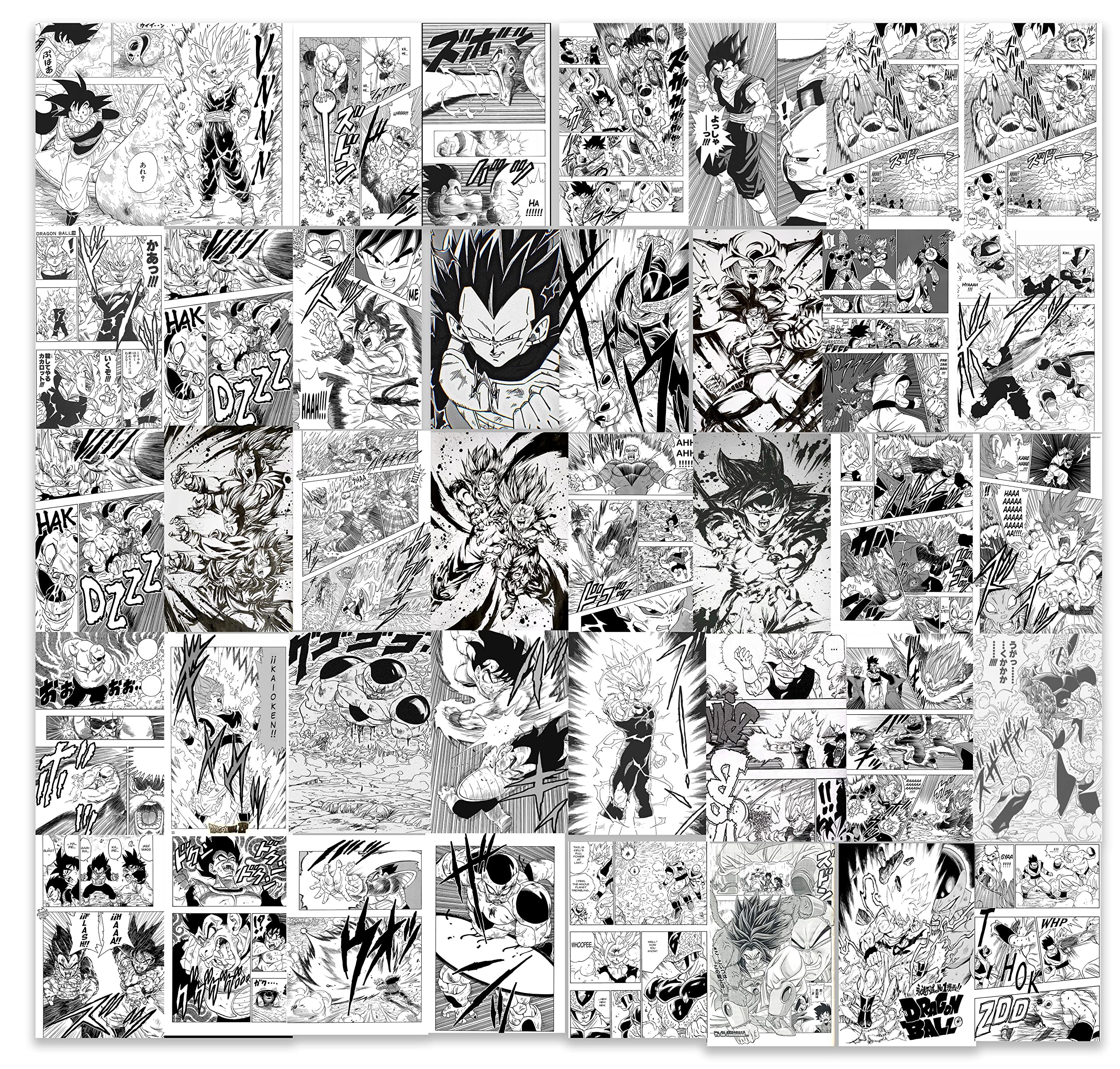 VEENSHI Set of 40 DBZ Manag Wall Collage Kit | Goku | Vegeta | Trunks | Broly | Freeza and more | Poster of DBZ | 300 GSM THick | 9x6 inch Size