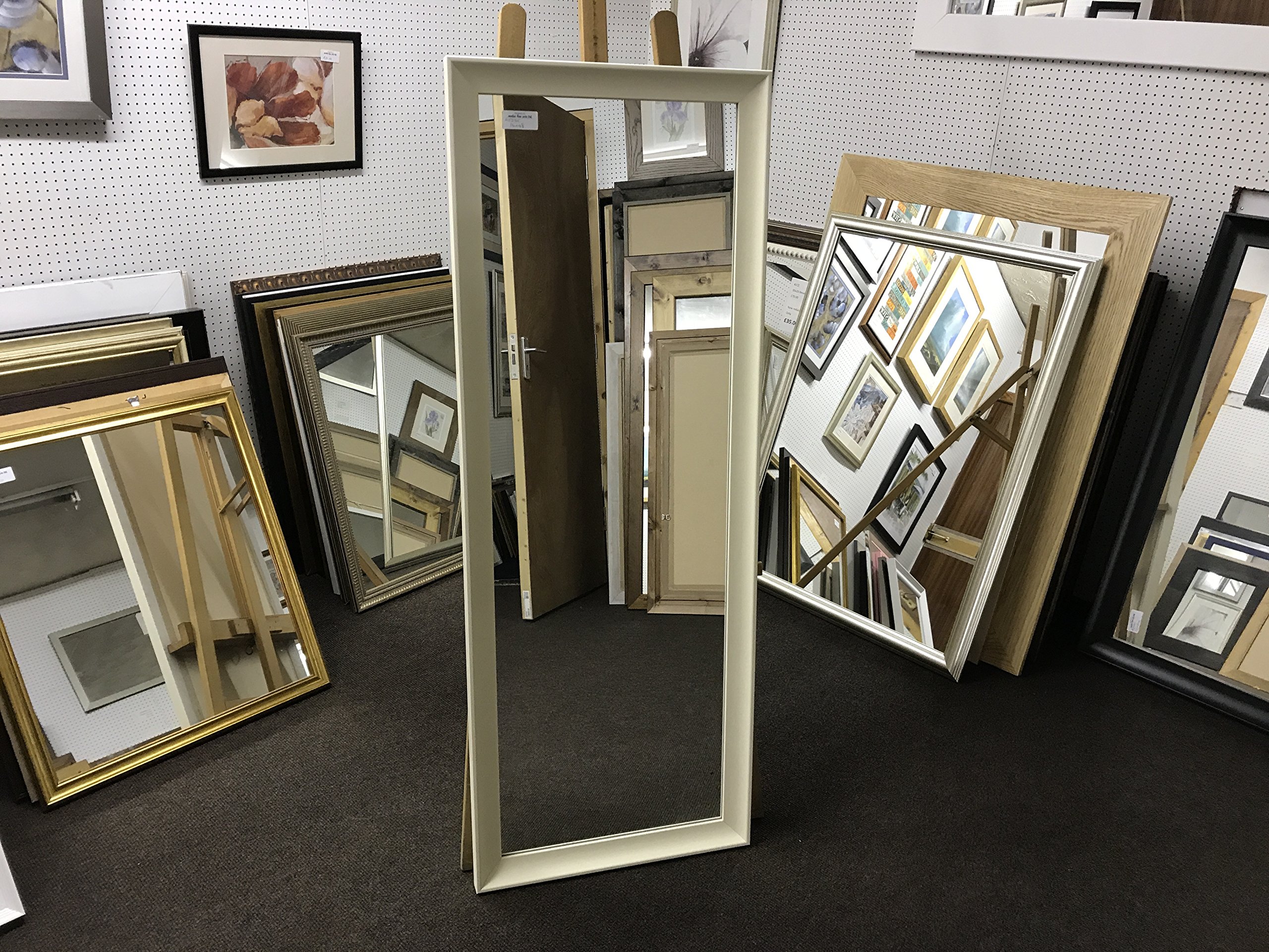 NEW MODERN SHAPED 45mm CREAM LONG FULL LENGTH DRESSING MIRRORS - VARIOUS Bevel Mirror Glass, 16” x 28” (41cm x 71cm)