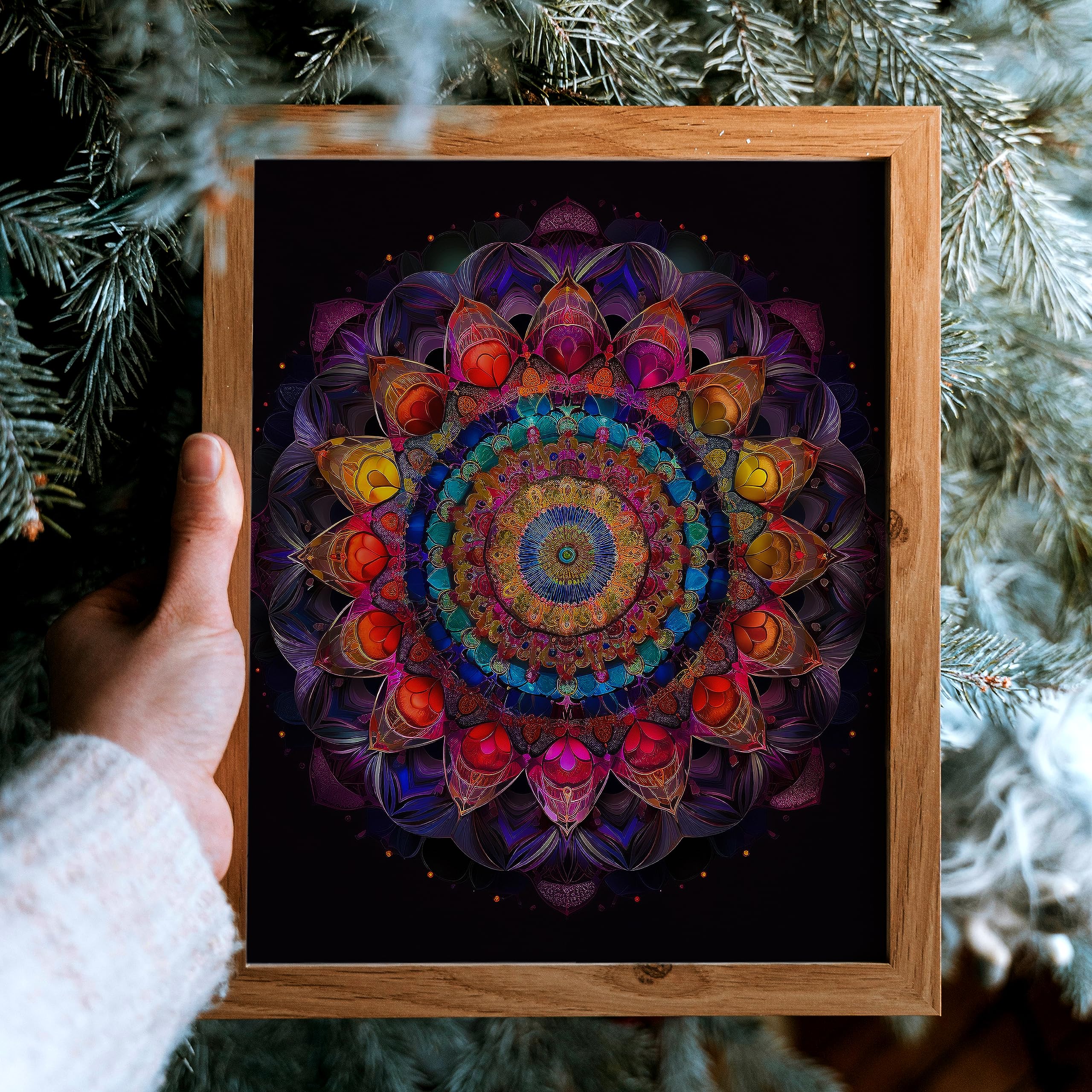 Mandala Radiance: Adorn Your Space with Cosmic Geometry, Mandala Art by Zen Good Life, Mandala Photo Frame, Ideal Gift For Loved Ones (A4)