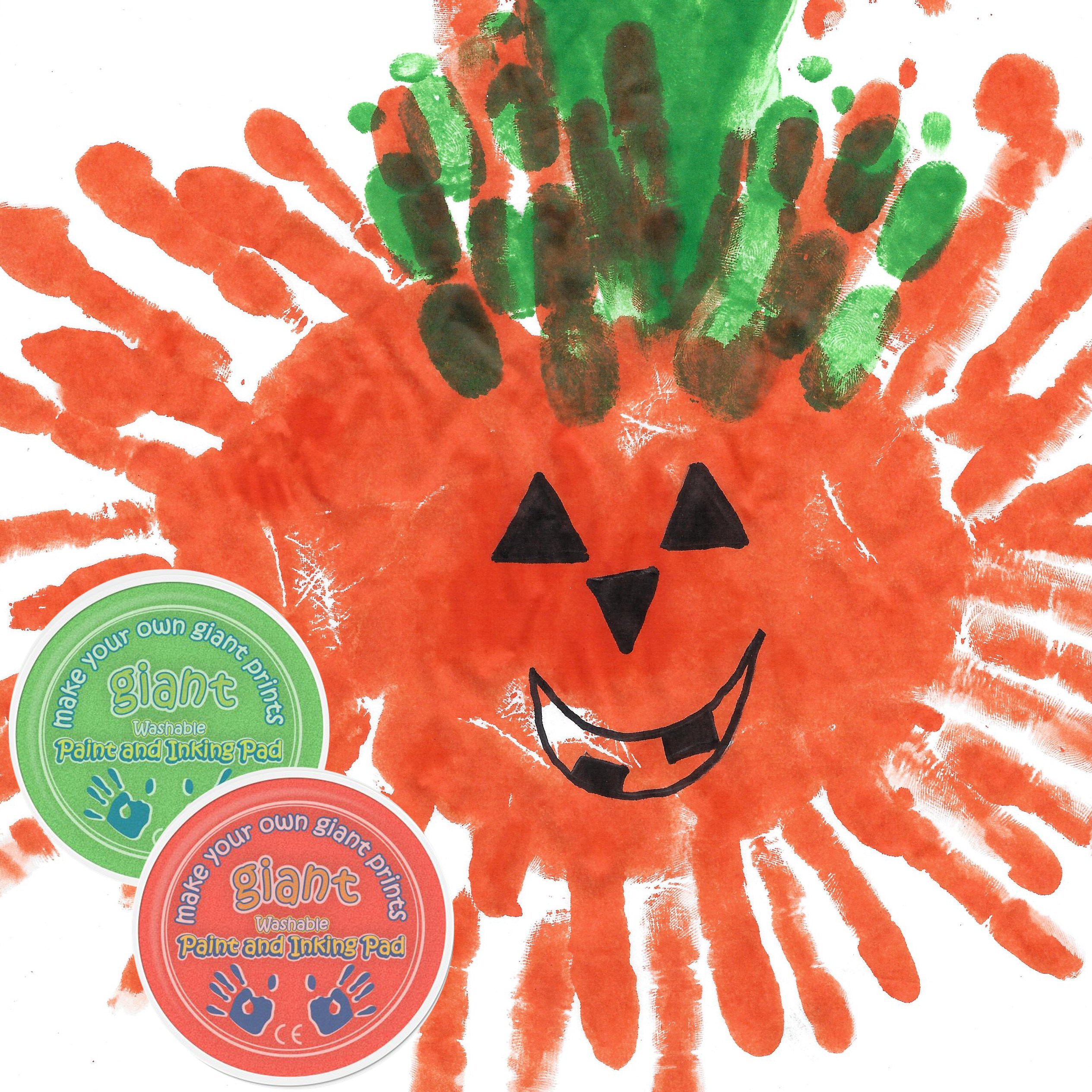 Giant Hand & Foot Print Paint Pad for HALLOWEEN, CHRISTMAS, EASTER, MOTHERS DAY, FATHERS DAY Crafts & Cards (Orange)