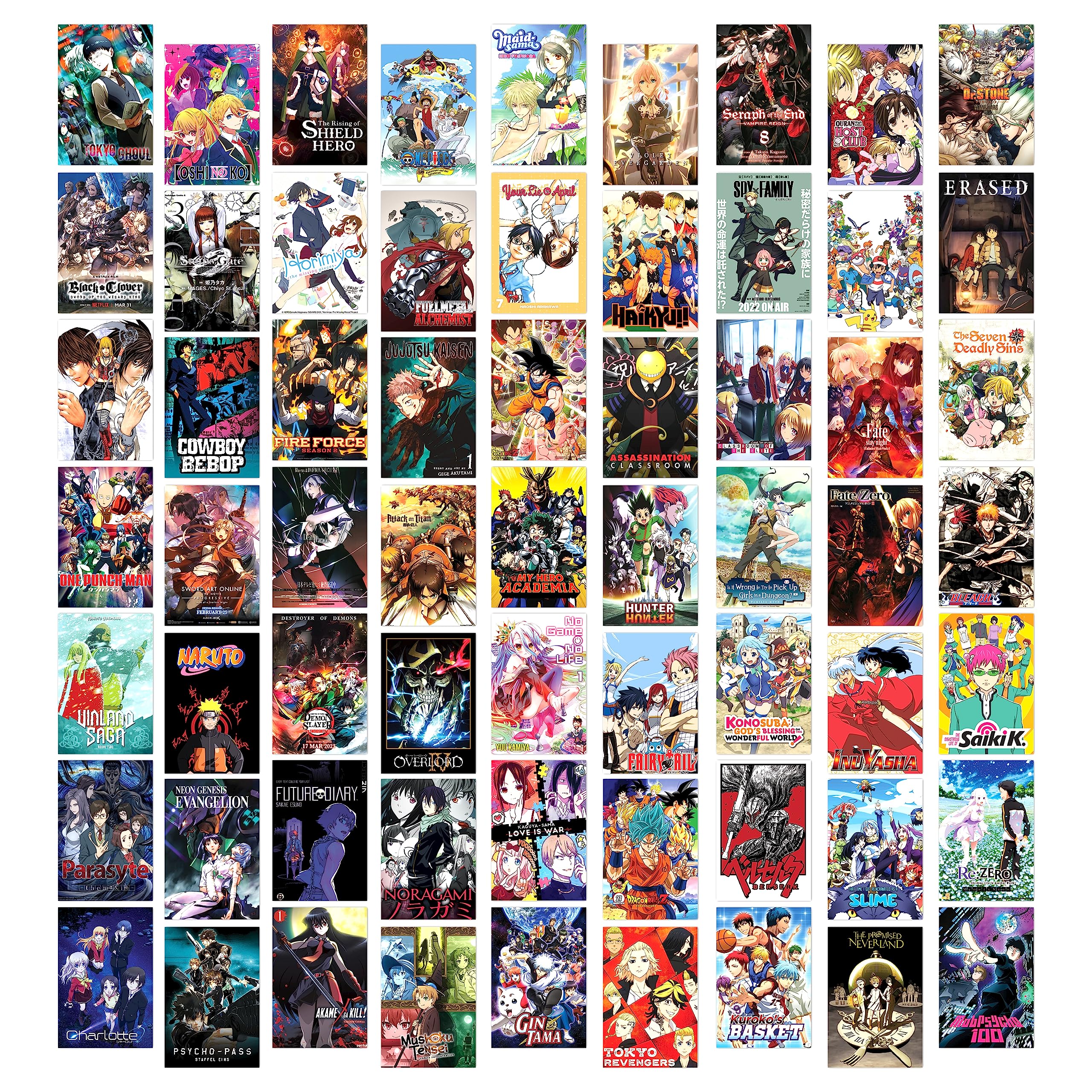 CLICKEDIN Mix Anime Wall Decor Collage Art Card Kit Posters for Room Unique Pictures - 4 x 6 Inches Self Adhesive Posters