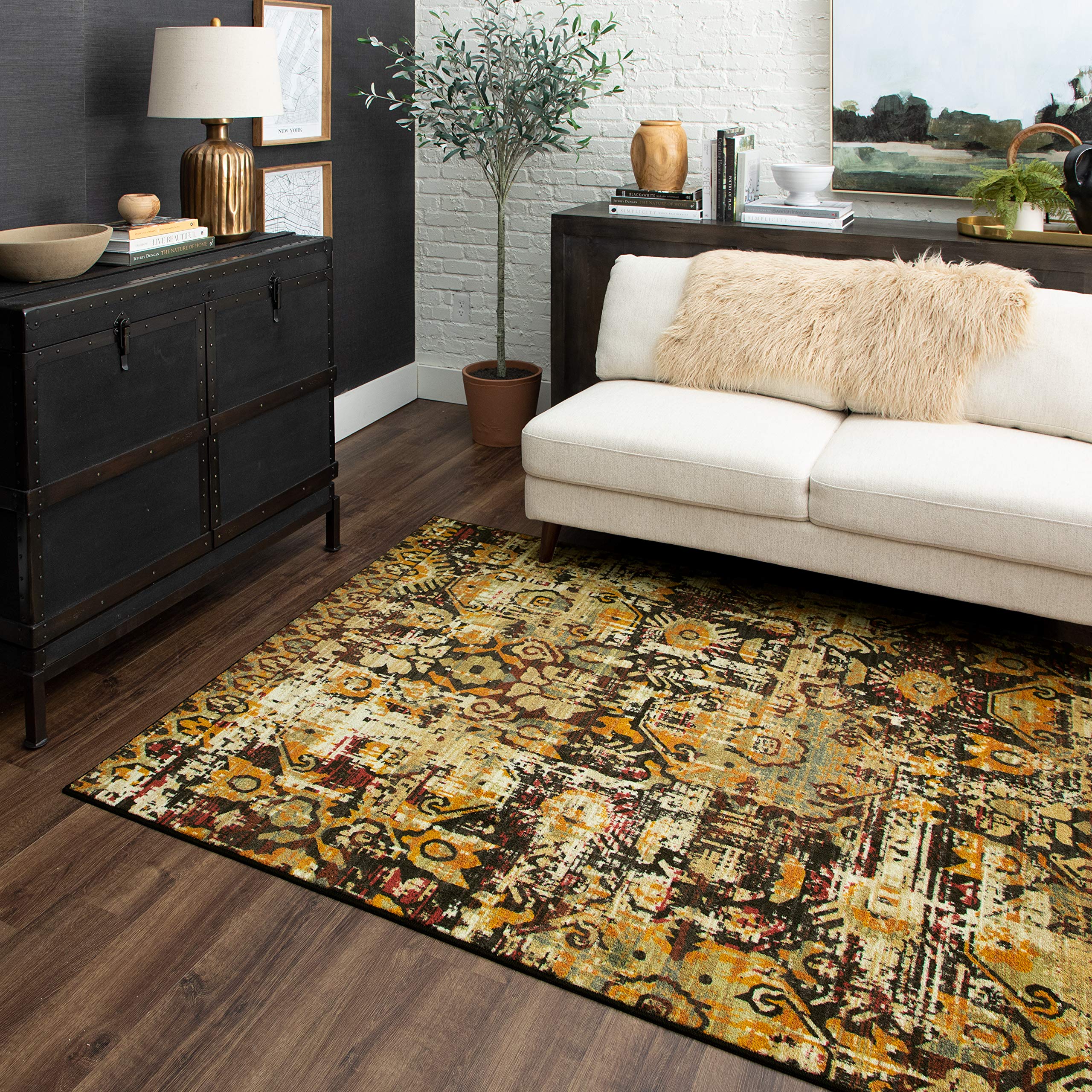 Mohawk Home Fion Gold (4' X 6') Ornamental Area Rug