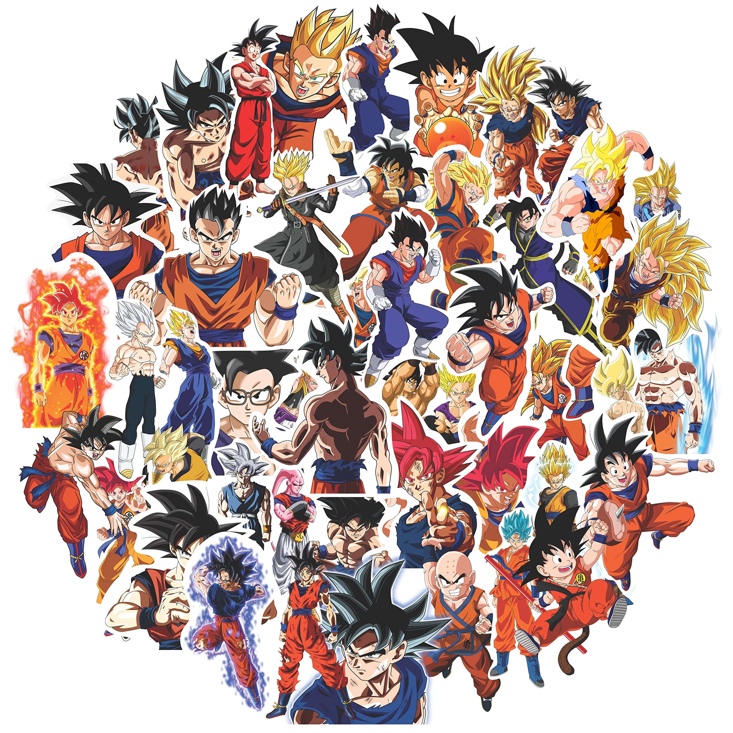 Clickedin - Anime Dragon Ball Stickers, No Duplicate 50 Pieces, Strong Adhesive for Laptop Mobile and Car, Vinyl