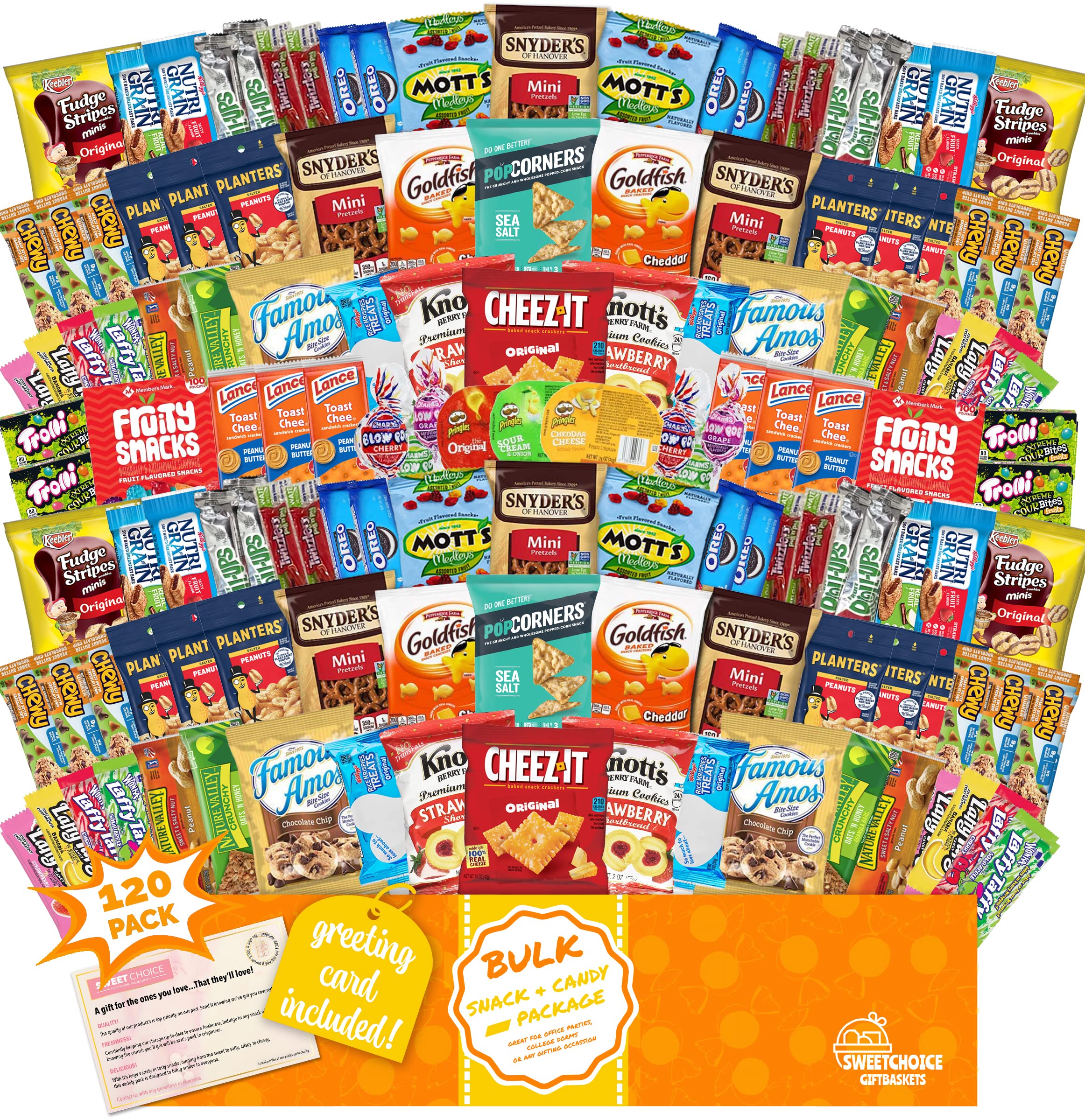 Snack Box Christmas Care Package (120 Count) Variety Snacks candy Gift Box - College Students,Back to school Military, Work or Home - Chips Cookies & Candy! Sweet Choice