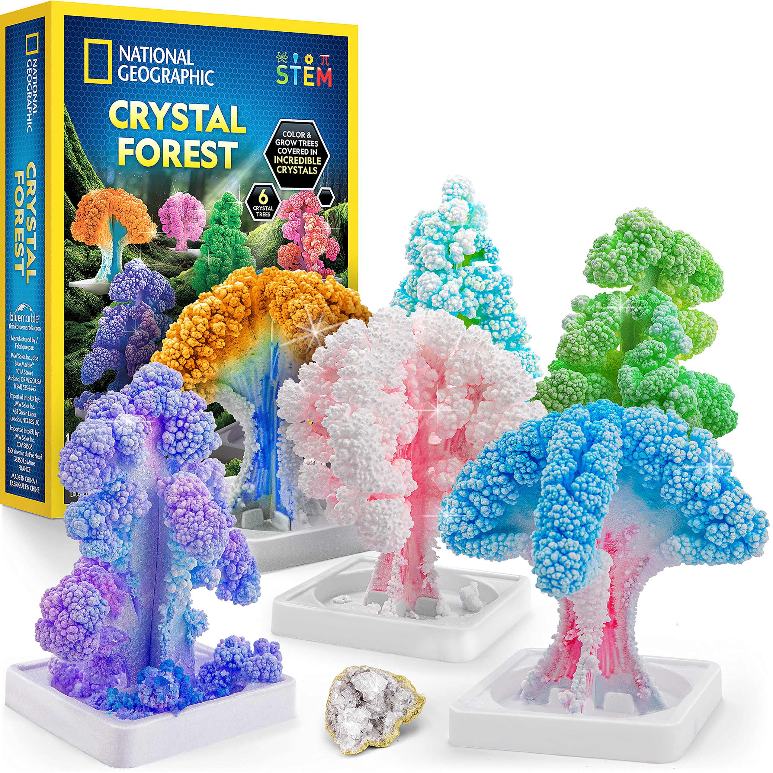 NATIONAL GEOGRAPHIC Craft Kits for Kids - Crystal Growing Kit, Grow 6 Crystal Trees in Just 6 Hours, Educational Craft Kit with Art Supplies, Geode Specimen & STEM Learning Guide