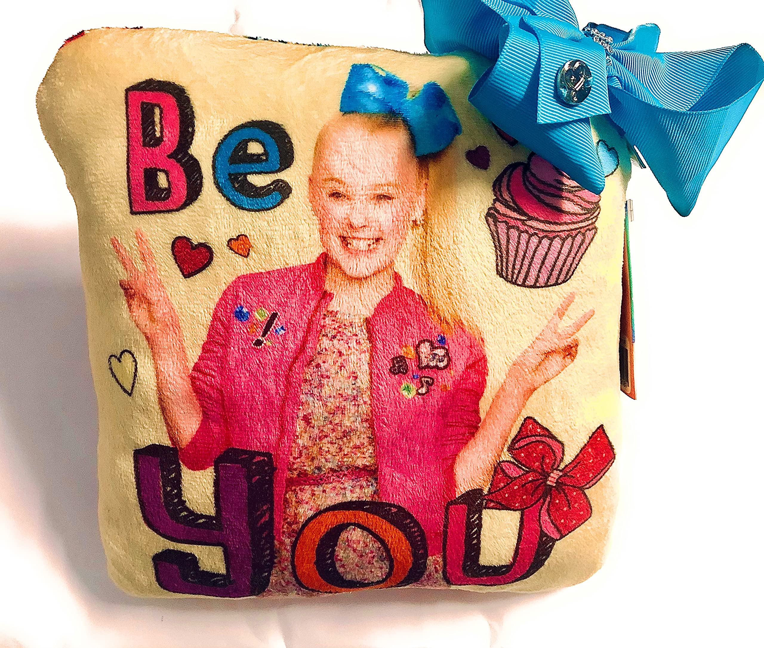 JoJo Siwa Super Sweet Pillow and Hair Bow Set Decorative Soft Functional Reads Be You on Pillow