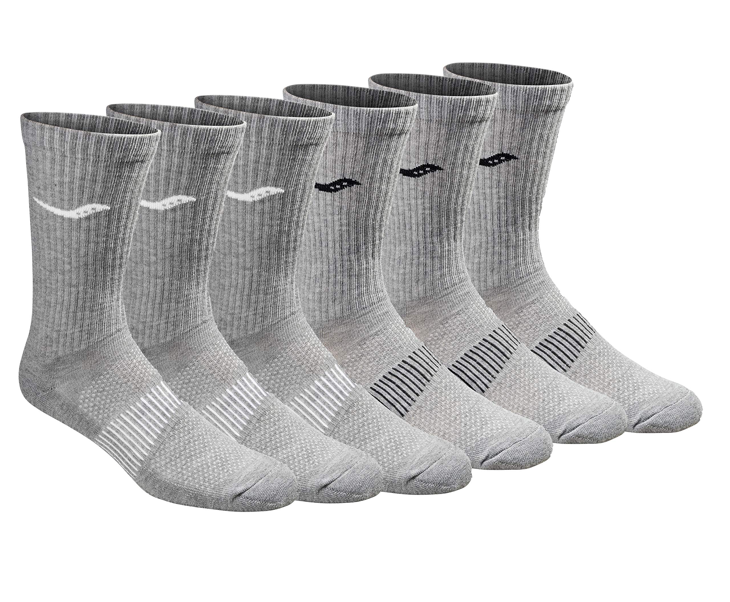 SauconyMen's Rundry Mesh Ventilating Comfort Fit Performance Crew Socks, Available in L-XL (3, 6, 12 Pairs)