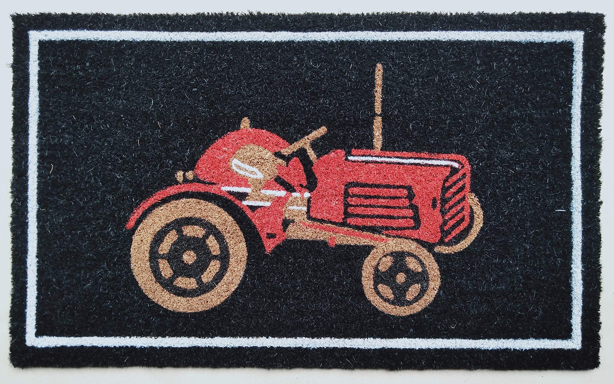 HIGHLANDS Arboria Tractor Design Door Mat Doormats Non Slip Natural Coir Welcome Indoor Outdoor Home Garden Mats.