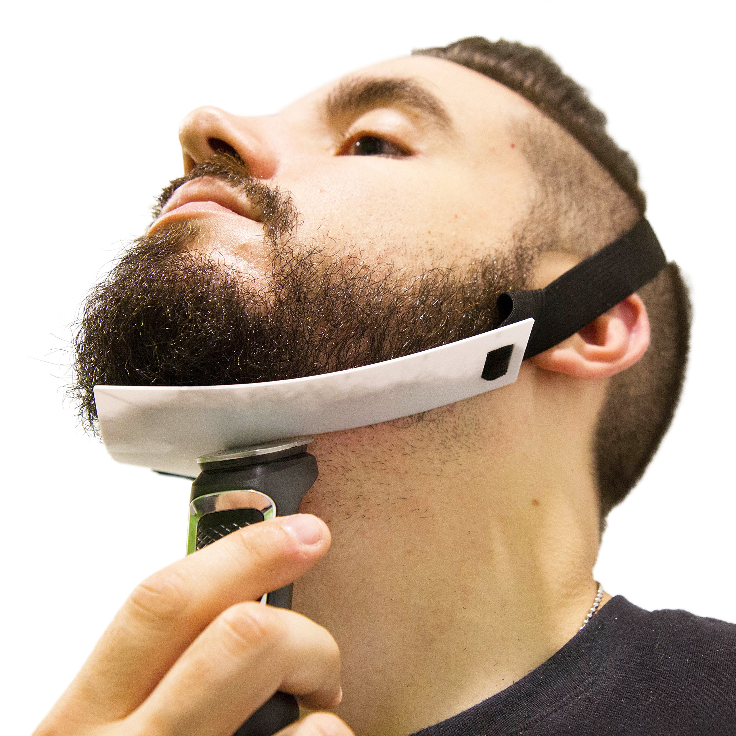 Aberlite Beard Shaping Tool - FlexShaper Neckline Shaper - Hands-Free & Flexible - The Ultimate Neckline Beard Shaping Template (White) - Beard Trimmer Guide - Lineup Stencil Kit