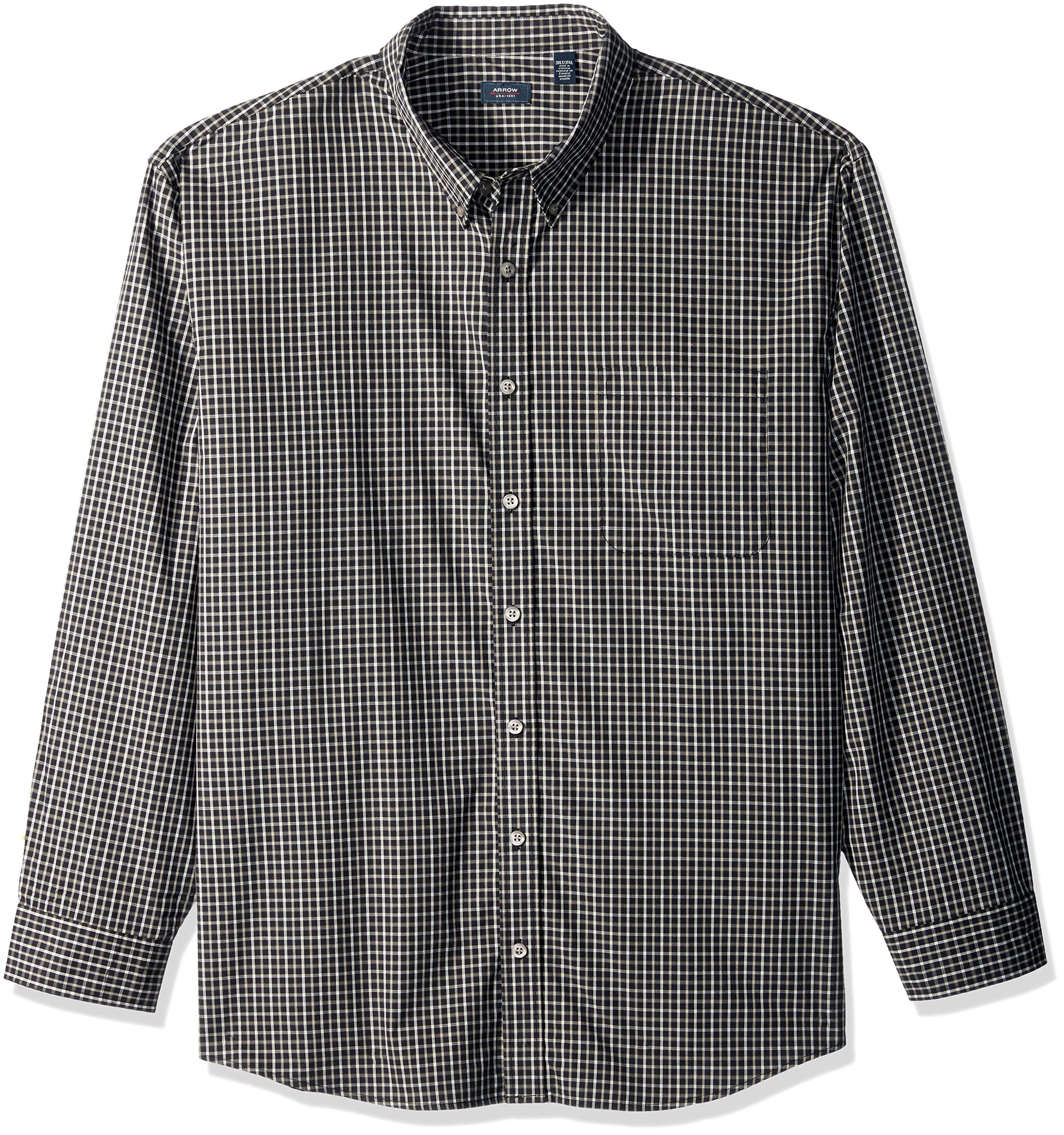 Arrow 1851Men's Hamilton Poplins Long Sleeve Button Down Plaid Shirt