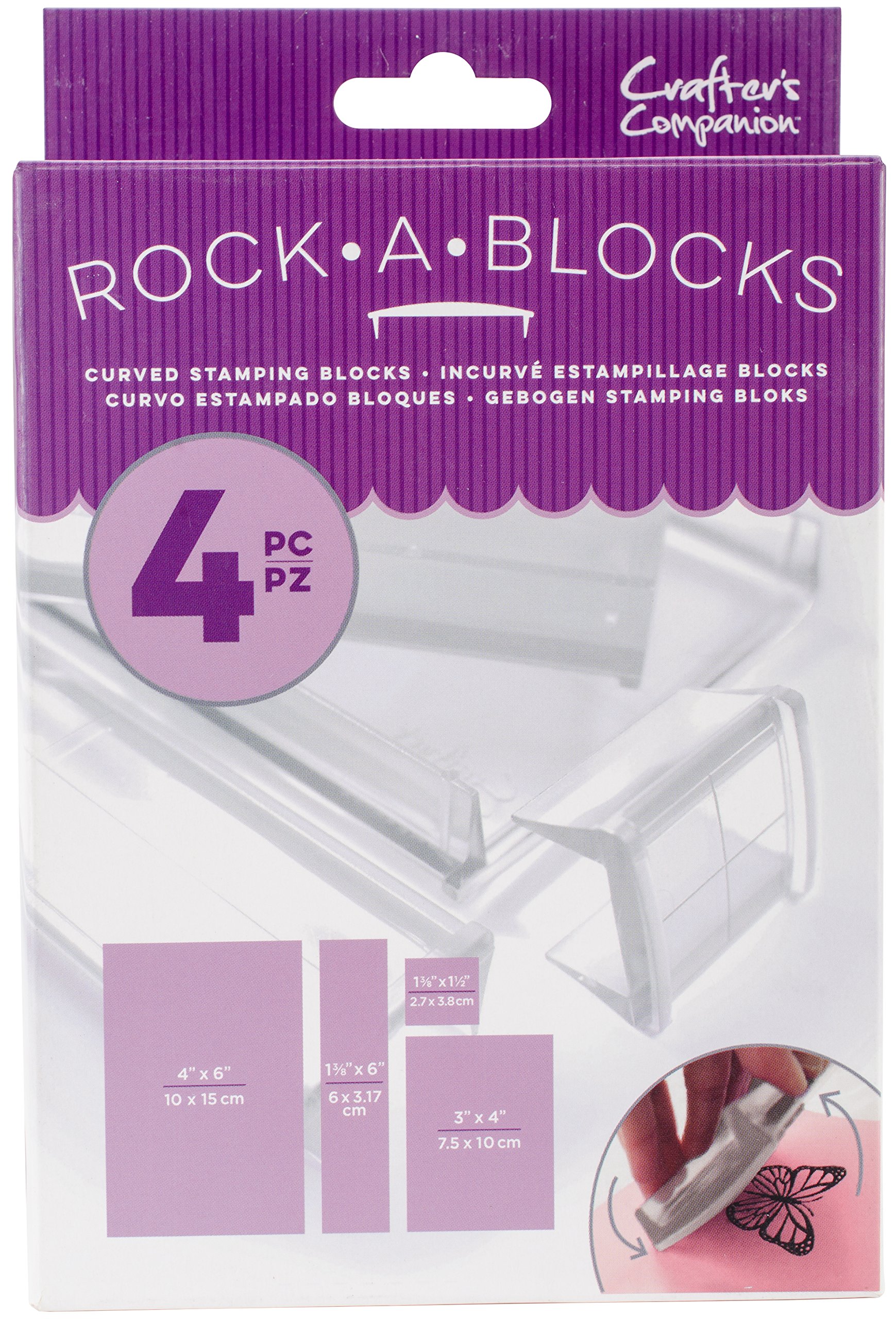 Crafter's Companion CC-RAB-CLR4PK Rock 2pc Set-Clear Acrylic Block, 4"X6", 3"X4", 1.37"X6", 1.375"X1.5"