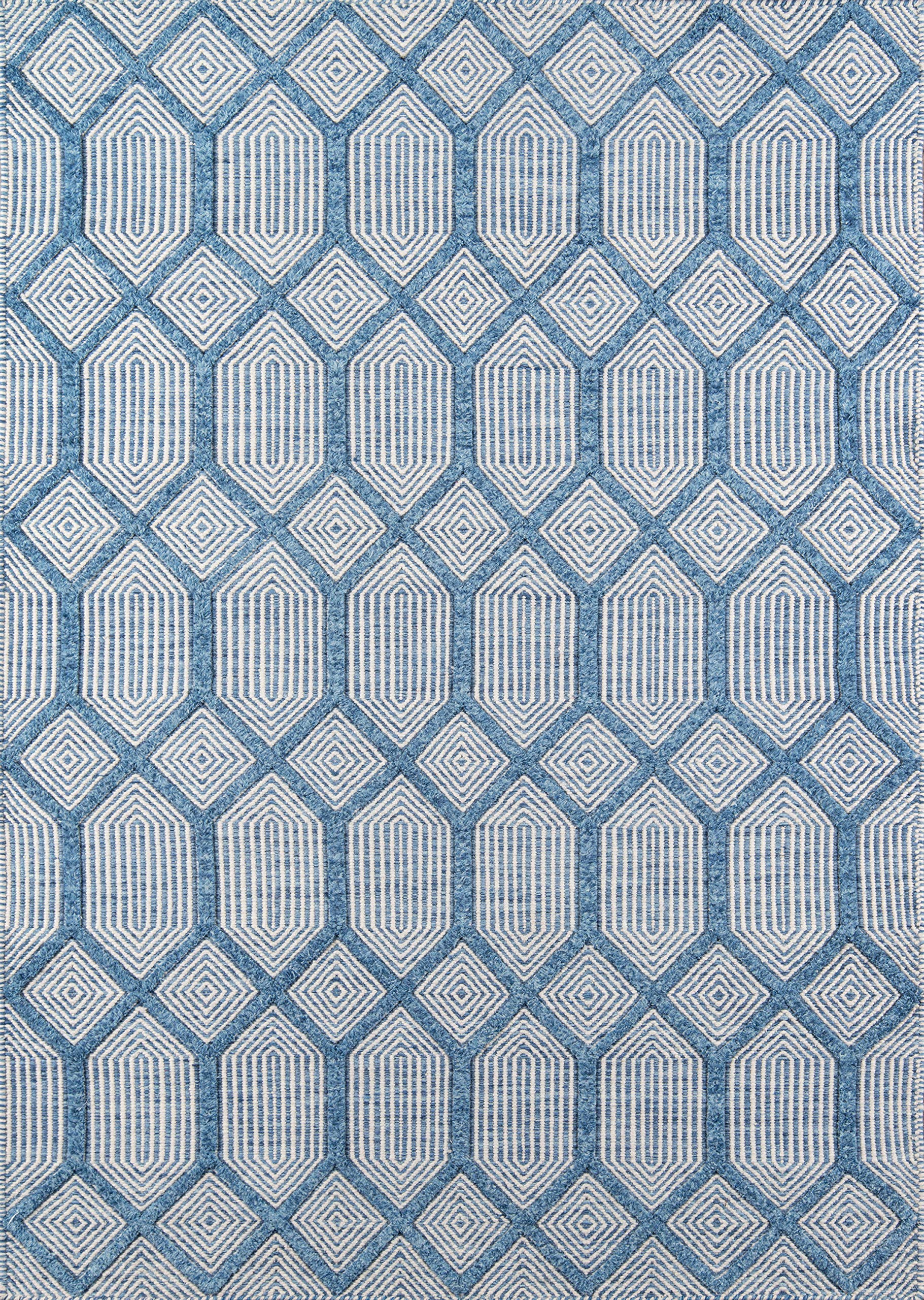 Erin Gates by Momeni Langdon Cambridge Blue Hand Woven Wool Area Rug 5' X 8'