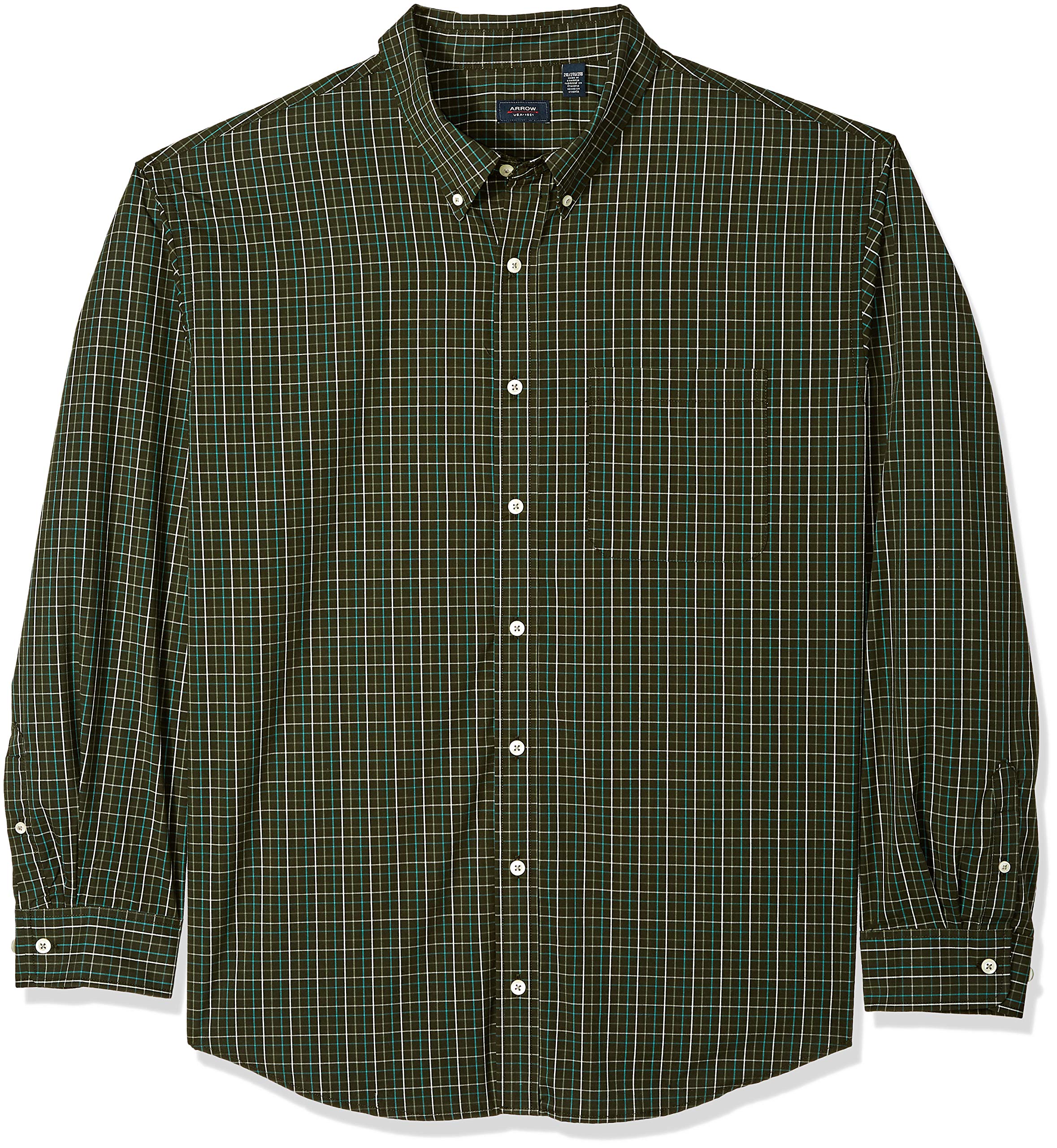 ArrowMen's Big and Tall Long Sleeve Plaid Hamilton Shirt Button Down Shirt