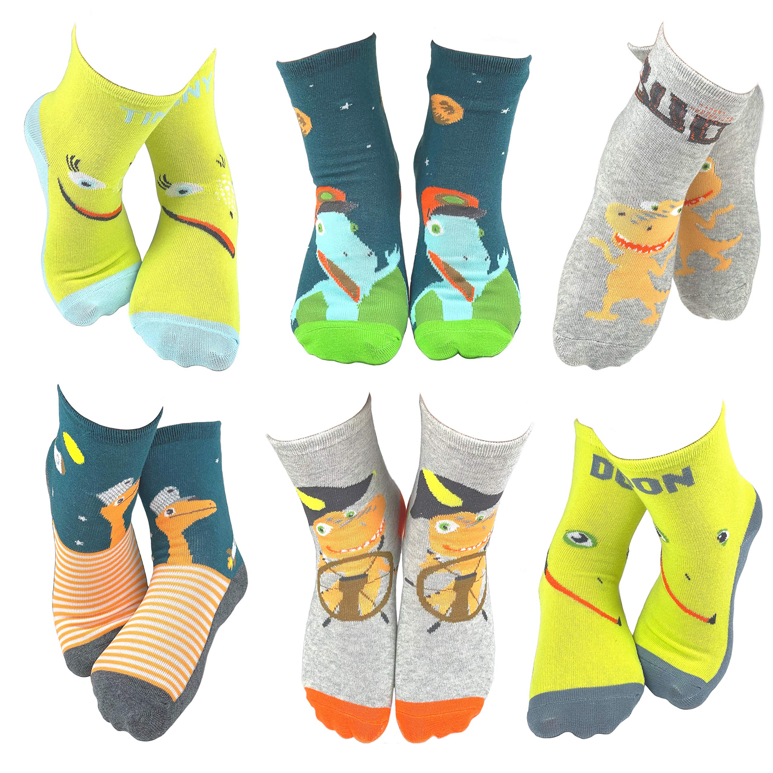 PBS Kids Dinosaur Train Fun Colorful Silly Crazy Dinosaur Kids' Socks - 6 Pair