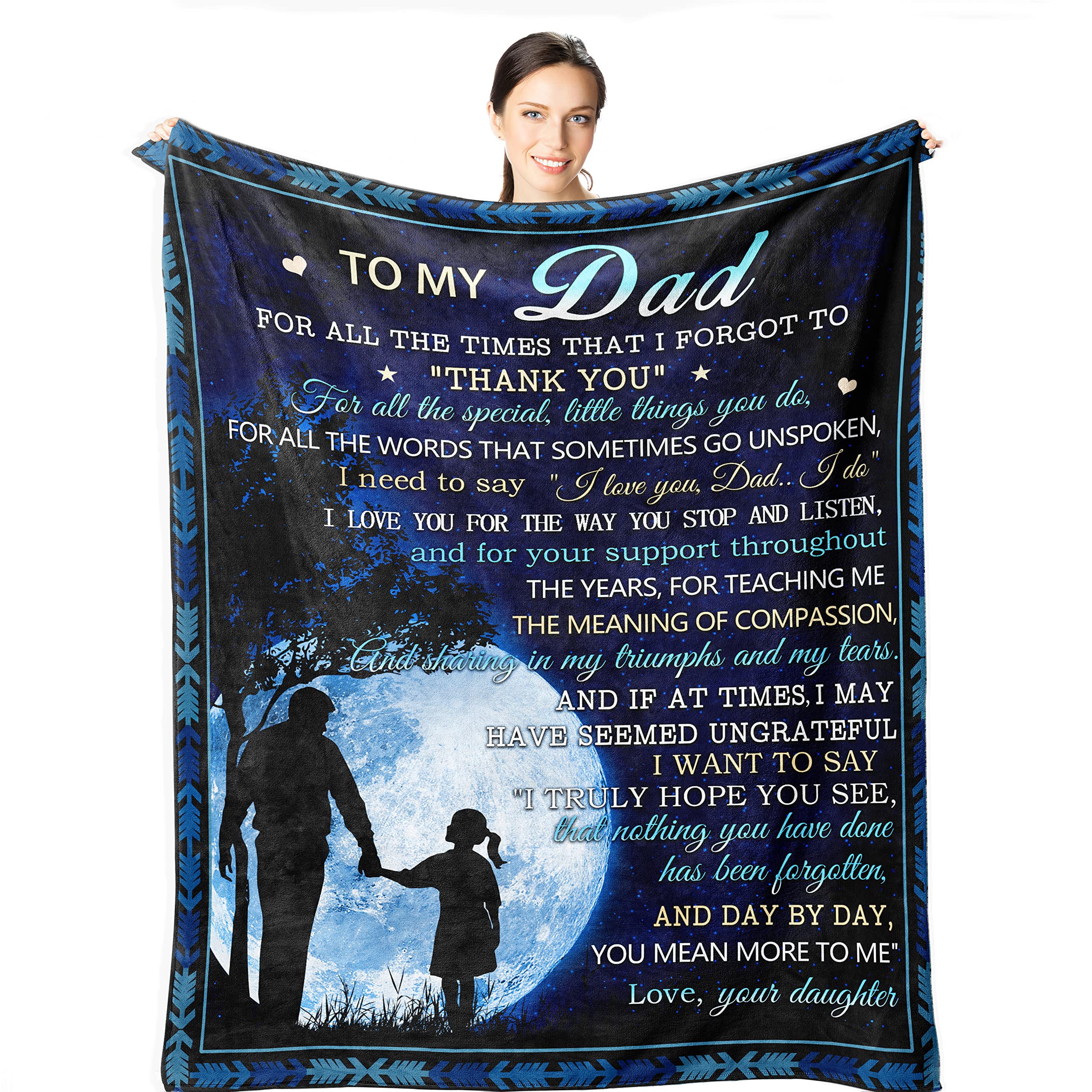 Wisegem Dad Gifts from Daughter - Dad Blanket from Daughter 60"x50" - Birthday Gifts for Daddy - Gifts for Dad Who Wants Nothing - Father Gifts - Best Dad Ever Present Ideas