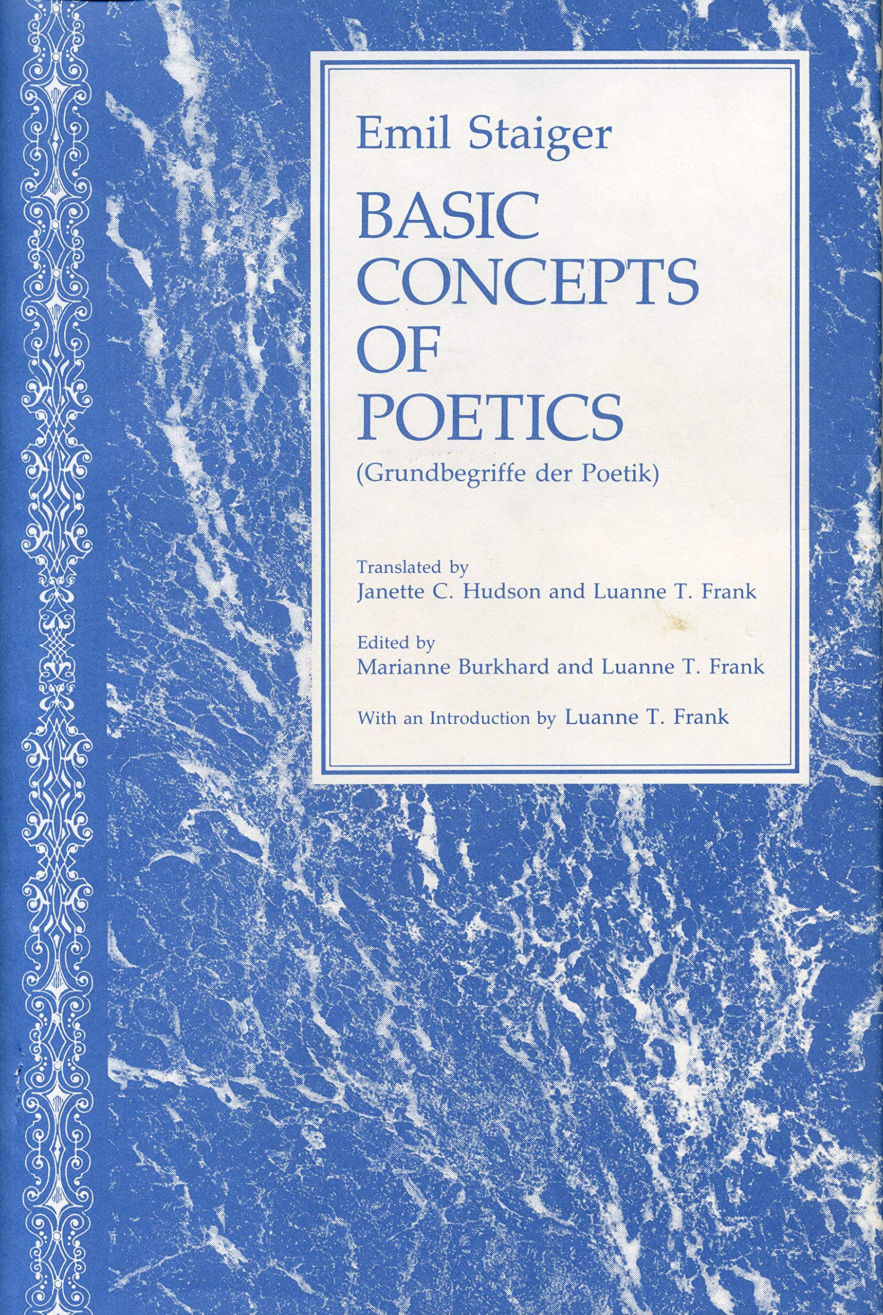 Basic Concepts of Poetics (Penn State Series in German Literature)