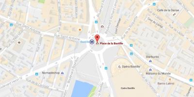 Map of The Place de la Bastille