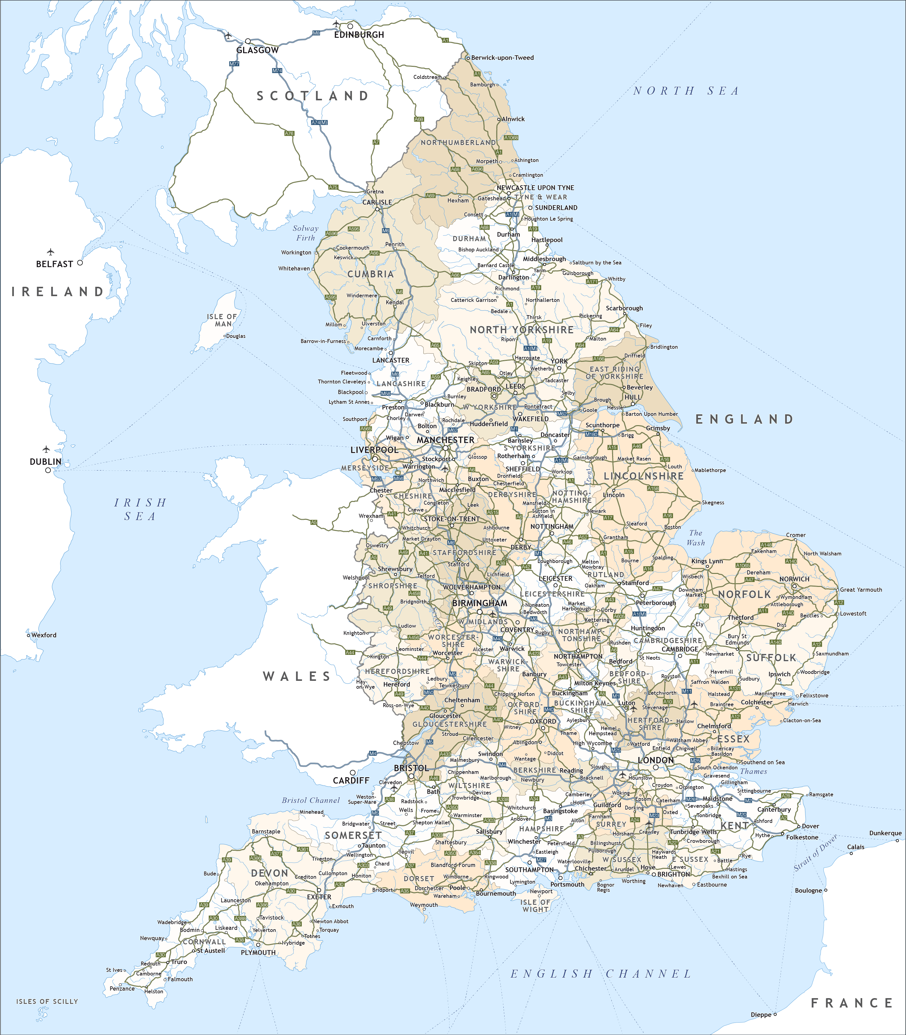 Map Of England Printable