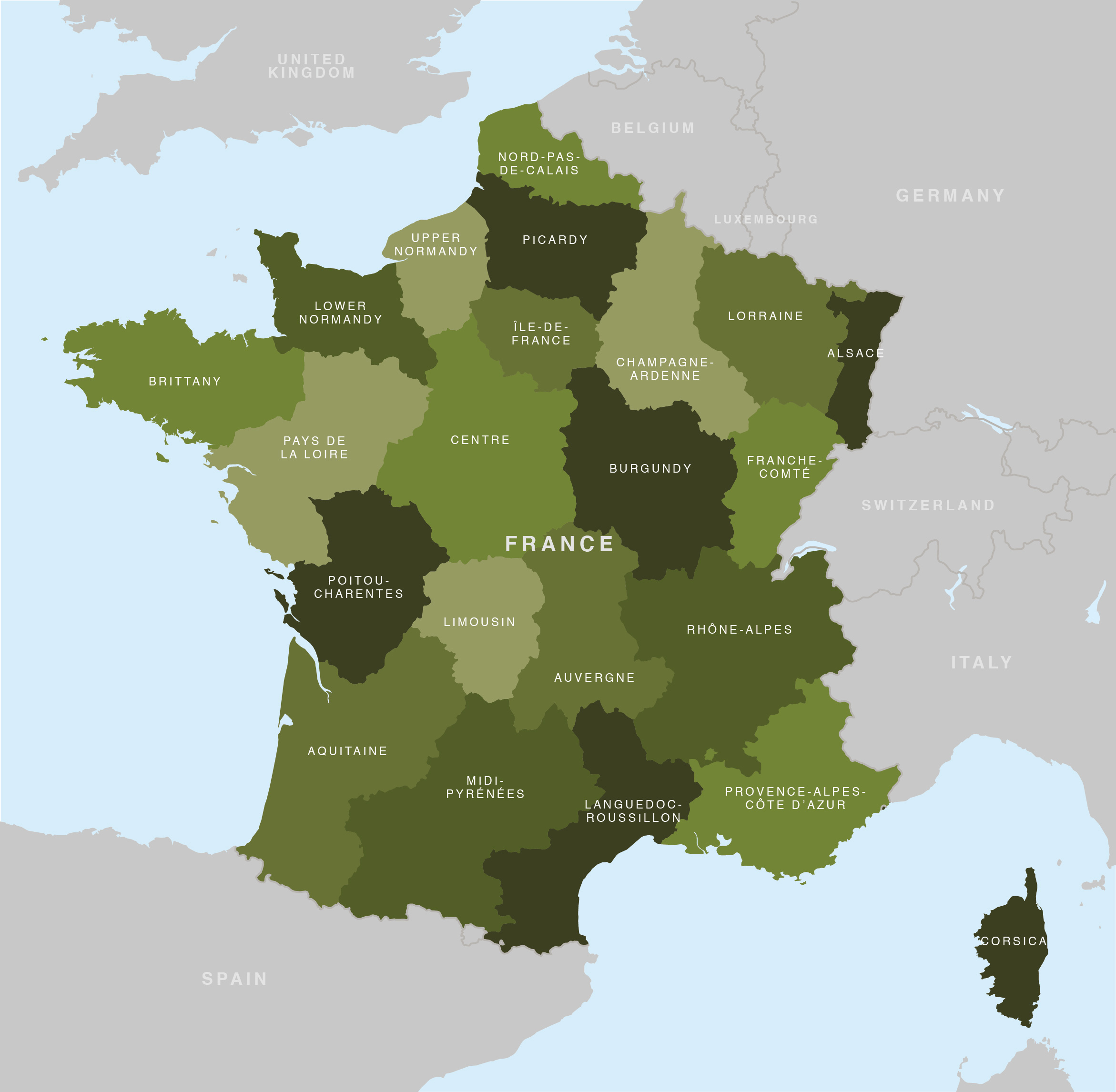 Map Of France French Regions Royalty Free Editable Base Map | The Best ...