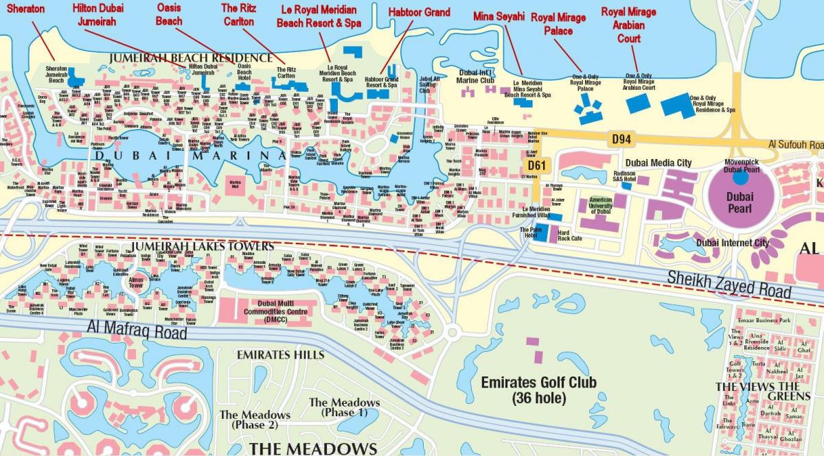 Dubai marina map with building names