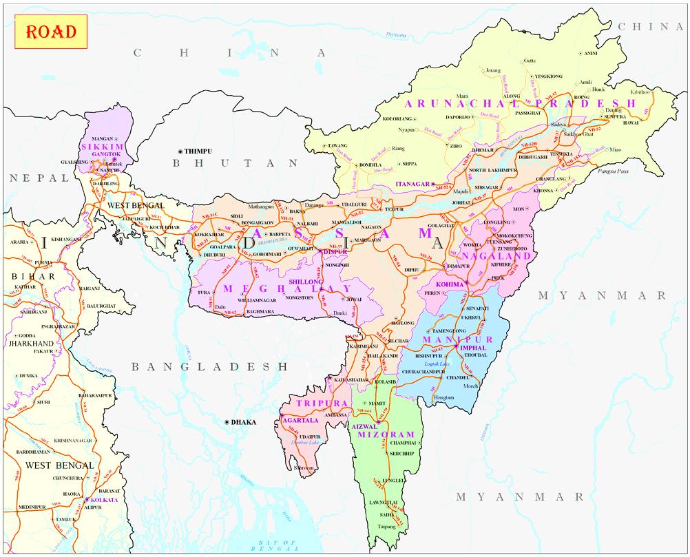 District Map North East India