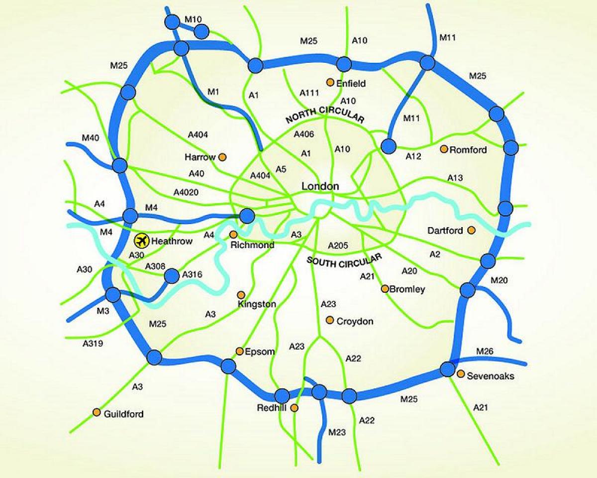 Map Of M25 Motorway - Brandi Tabbatha