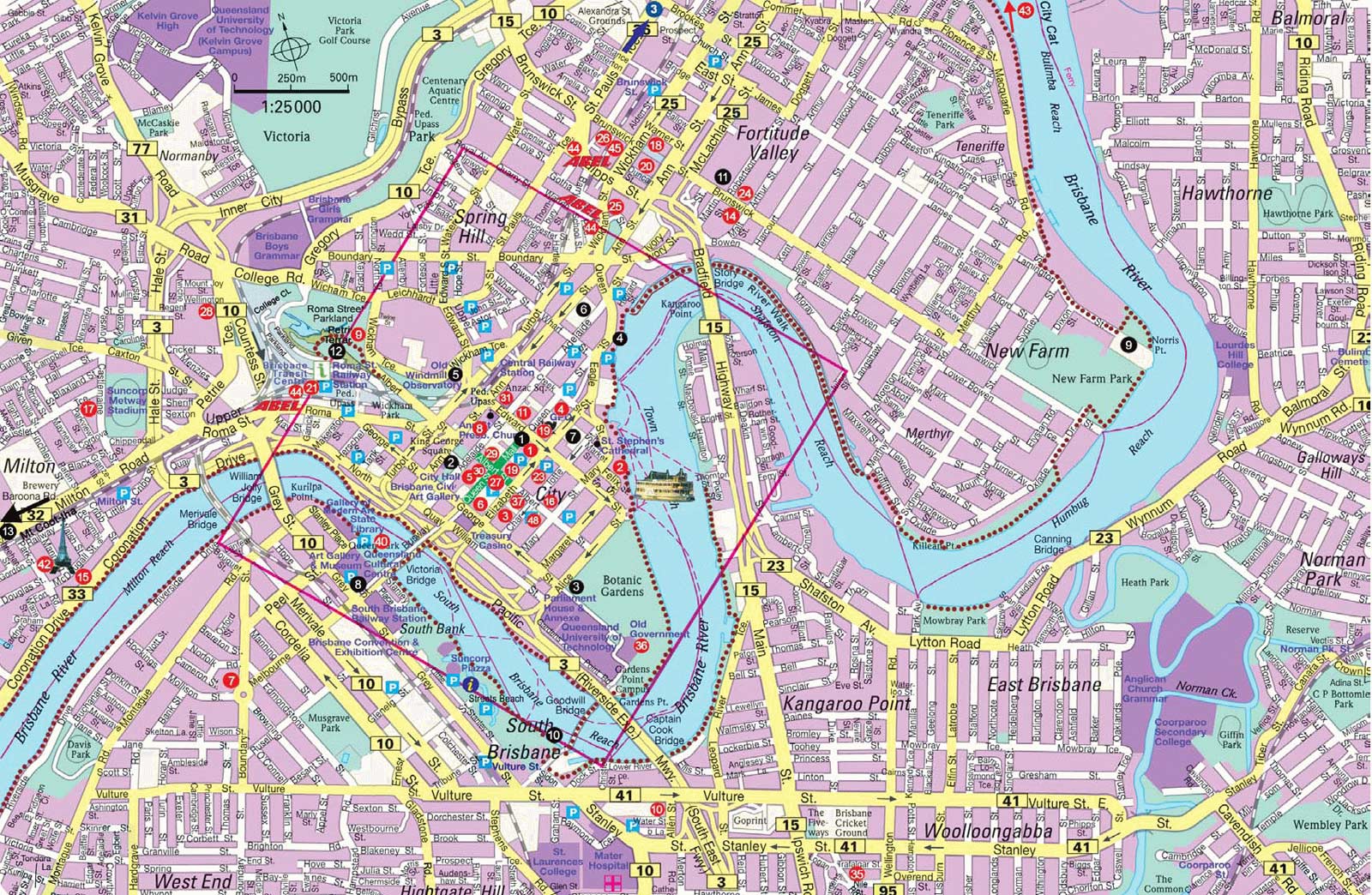 Detailed City Map of Brisbane • Mapsof.net