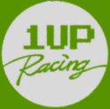 A 1 Up Racing logo from the green Sport Bike varnish.