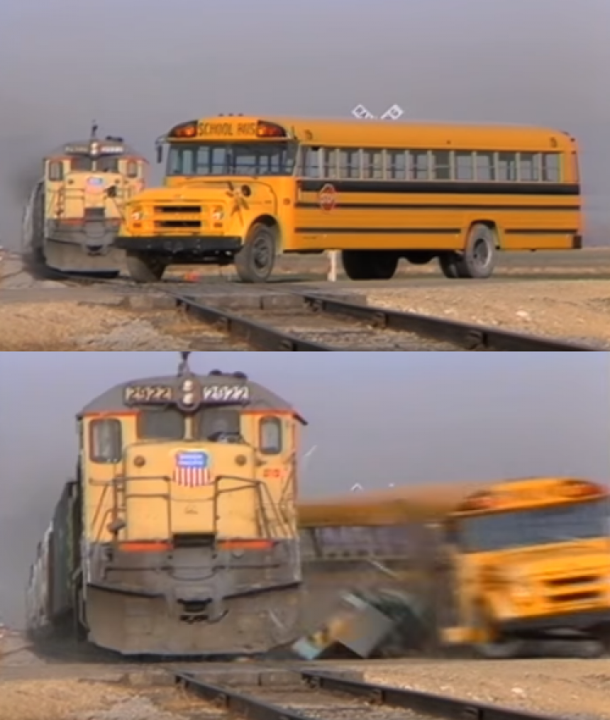 Train Hitting School Bus Meme Template