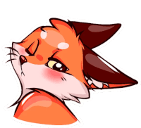 a sticker of a fox with its eyes closed and its mouth open