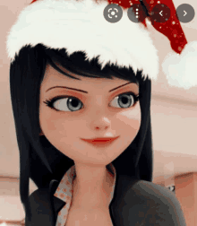 a cartoon girl wearing a santa hat is smiling for the camera