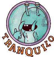 a logo for tranquilo with a cartoon character