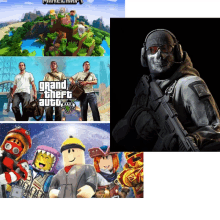 a collage of video games including grand theft auto and minecraft