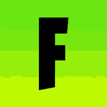 the letter f is on a green background .