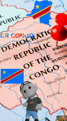 a map of the republic of the congo with a cartoon character on it