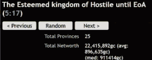 a screen shows the esteemed kingdom of hostile until eoa at 5:17