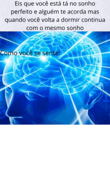 a picture of a brain that says eis que você esta ta no sonho perfeito e alguem te acorda mas